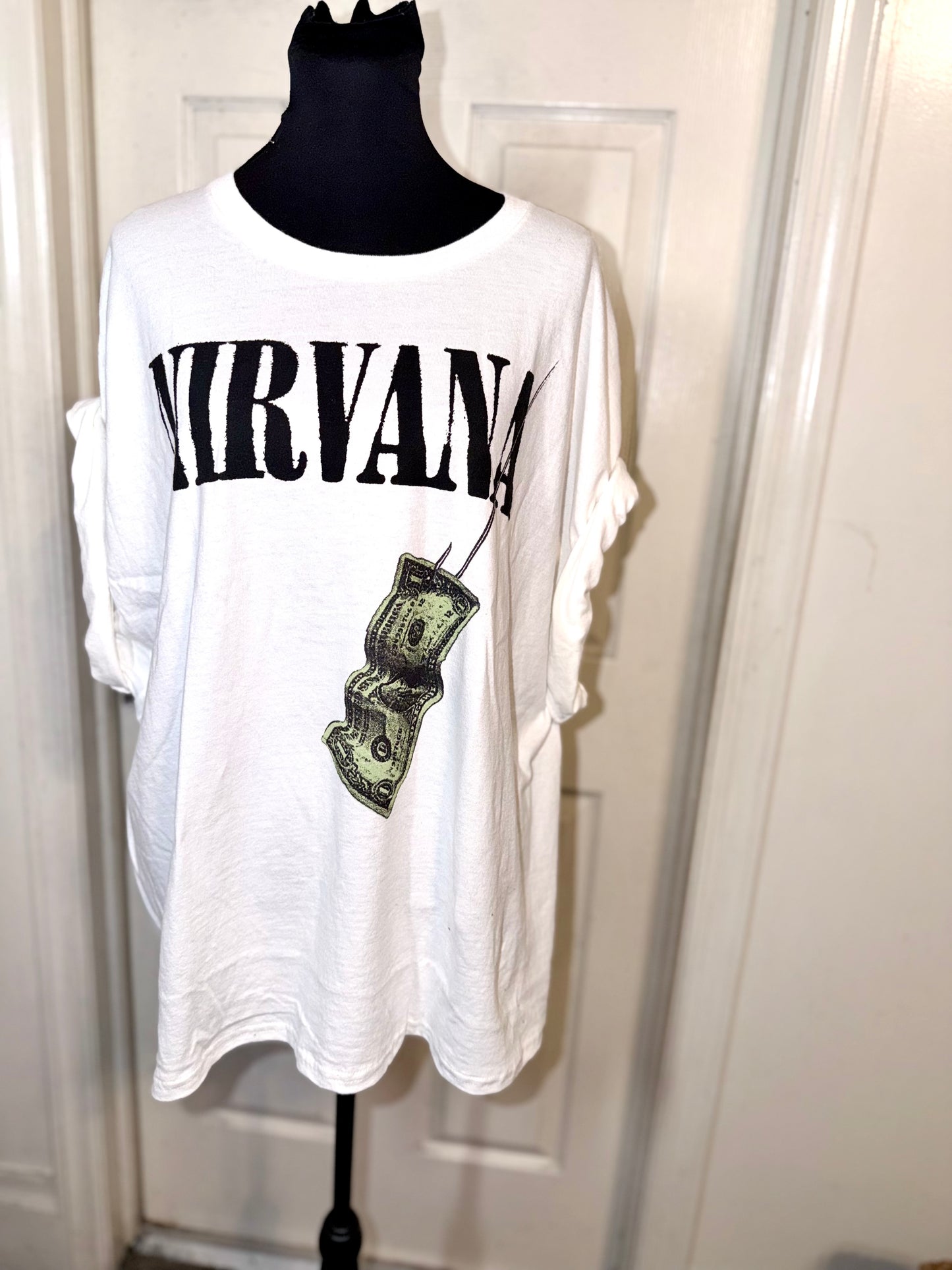 Nirvana Double Sided Oversized Distressed Tee