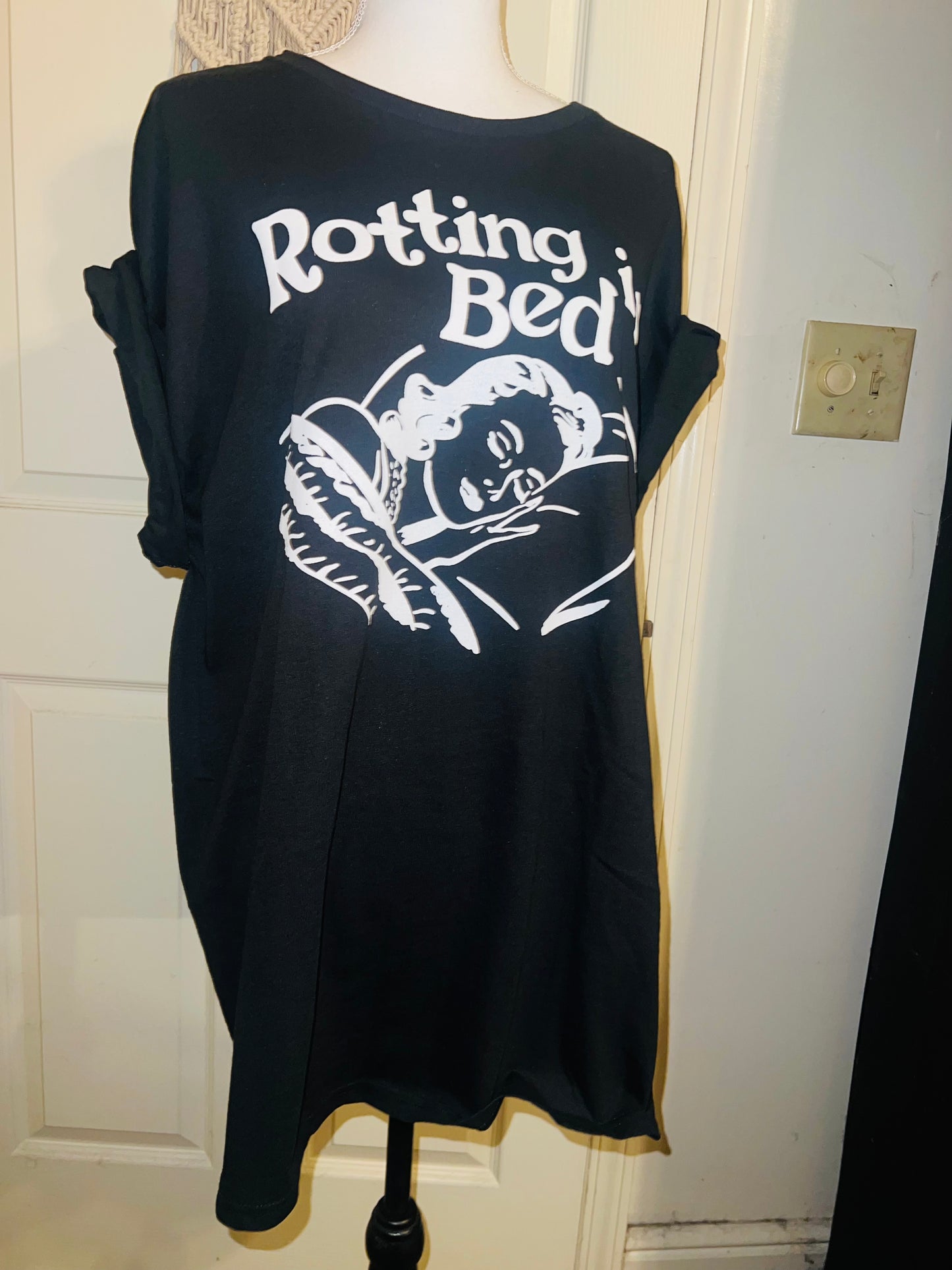 Rotting in Bed Oversized Distressed Tee