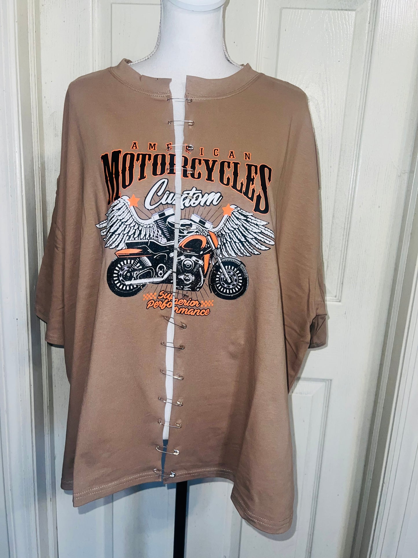 Motorcycle Split Distressed Oversized Tee