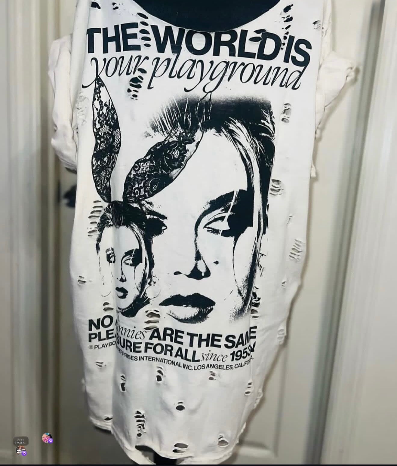 Playboy Double Sided Oversized Distressed Tee