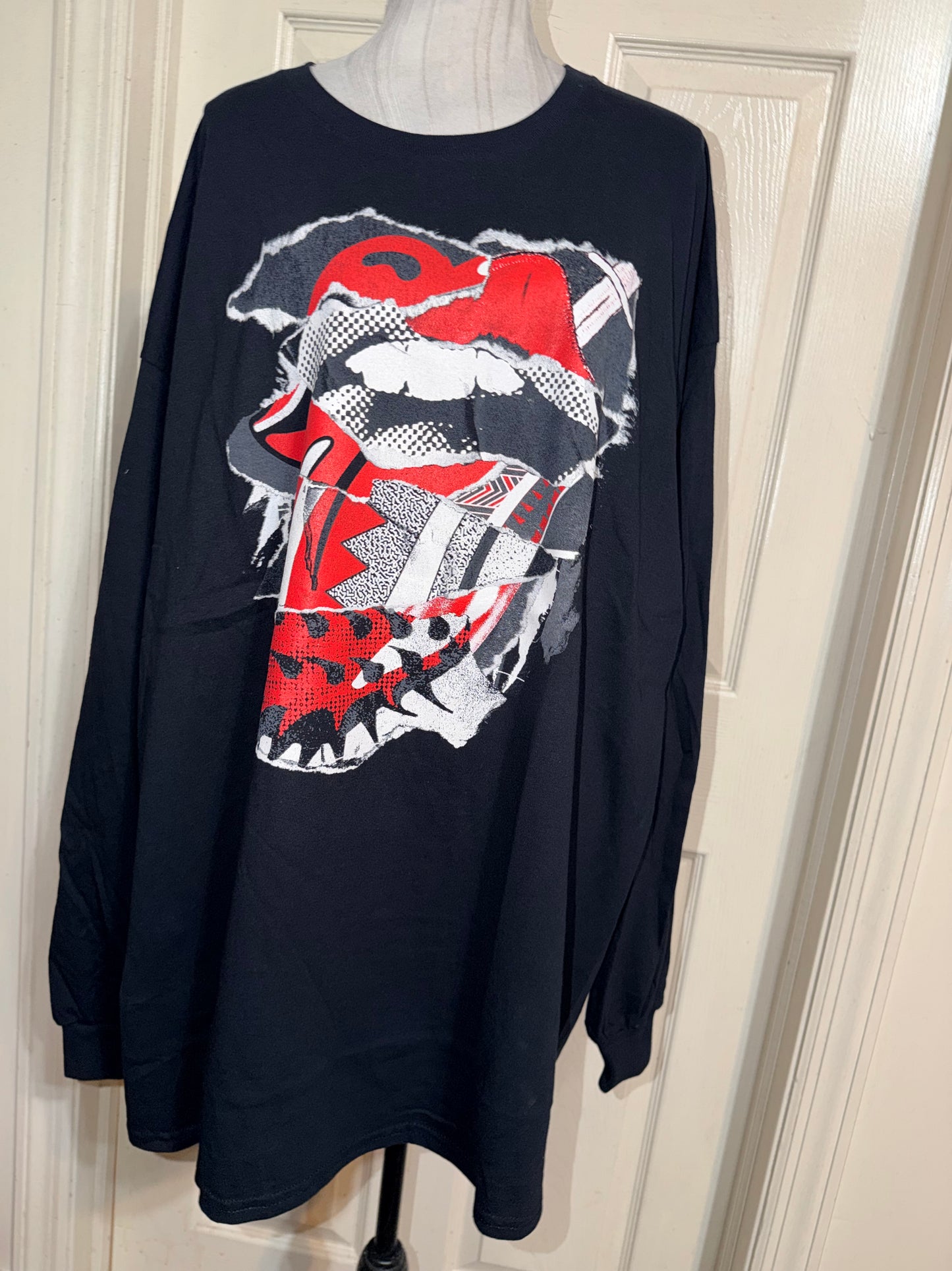 The Rolling Stones Oversized Distressed Long Sleeve Tee