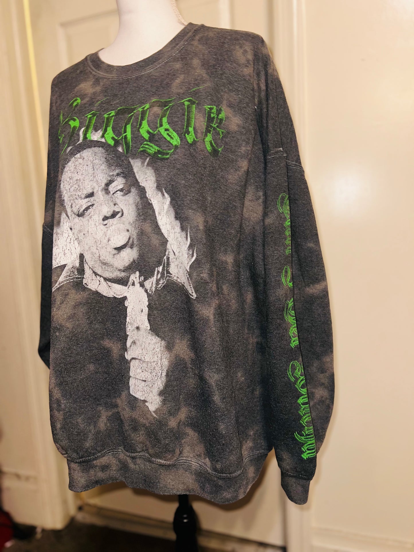 Biggie Smalls Oversized Distressed Sweatshirt