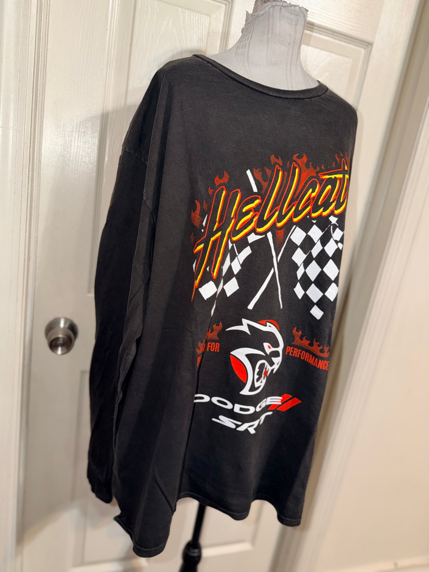 Dodge Hellcat Oversized Distressed Long Sleeve Tee