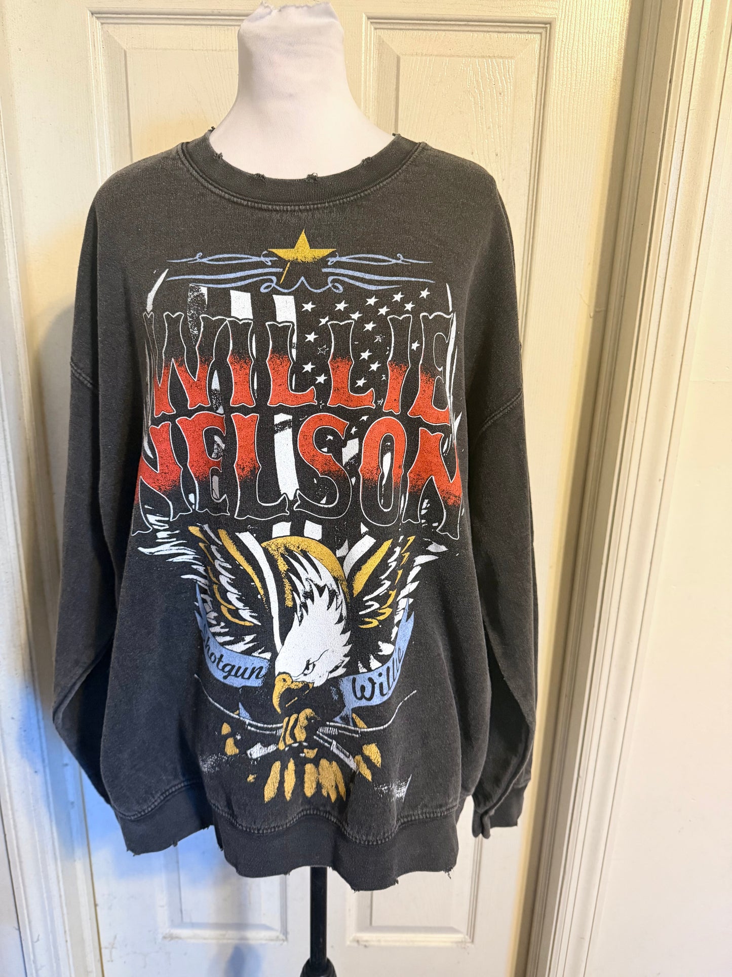 Willie Nelson Oversized Distressed Sweatshirt