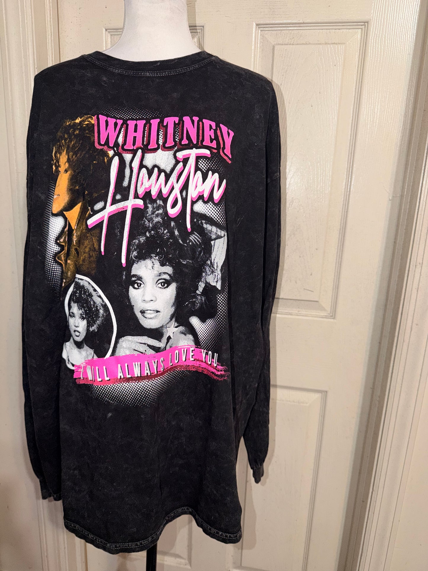 Whitney Houston Oversized Distressed Long Sleeve Tee