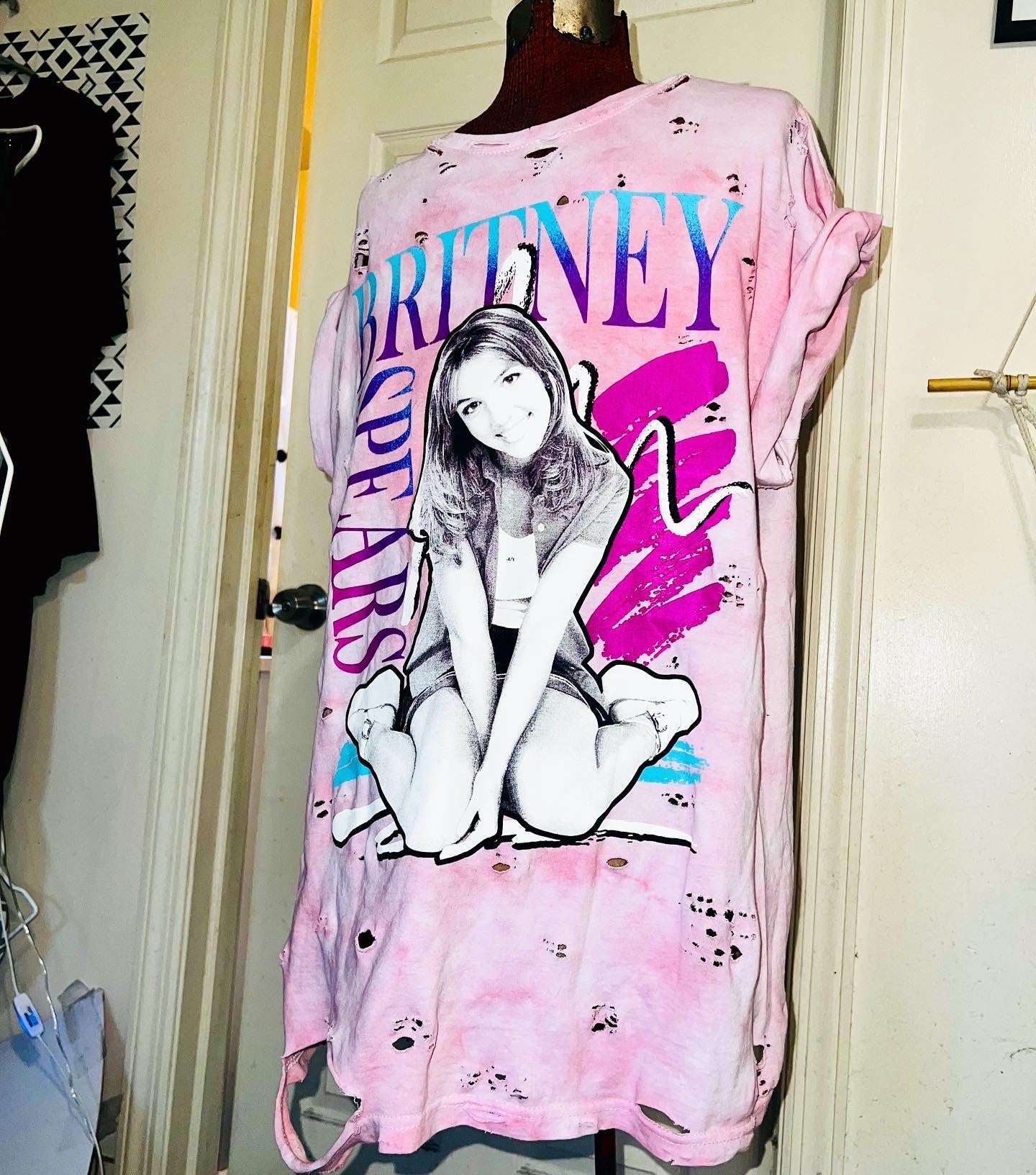 Britney Spears Tie Dye Oversized Distressed Tee