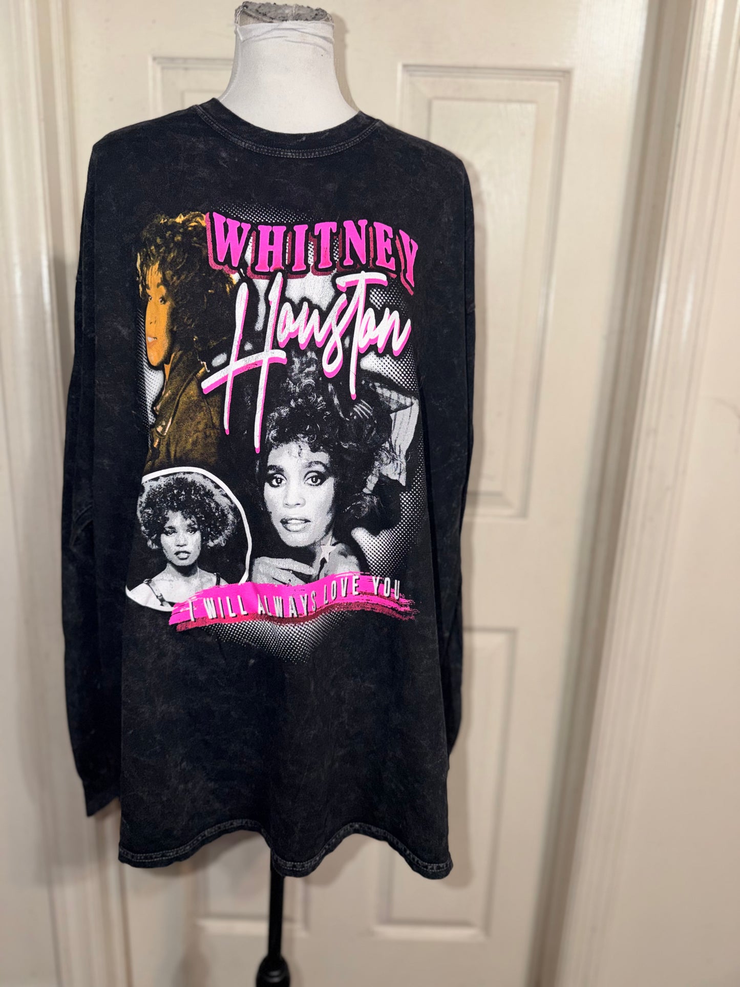 Whitney Houston Oversized Distressed Long Sleeve Tee