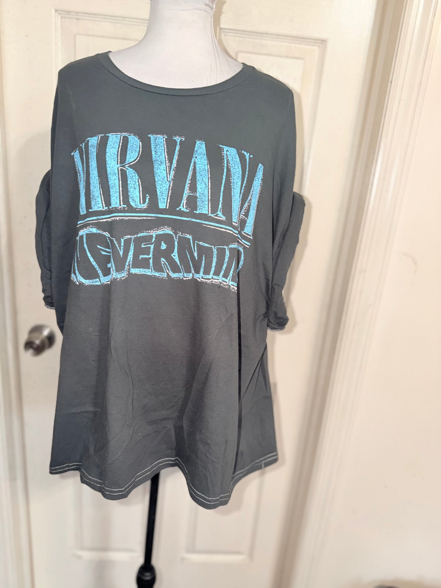Nirvana Double Sided Oversized Distressed Tee