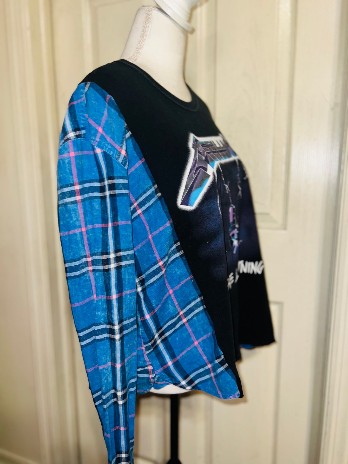 Metallica Oversized Distressed Flannel Long Sleeve Tee