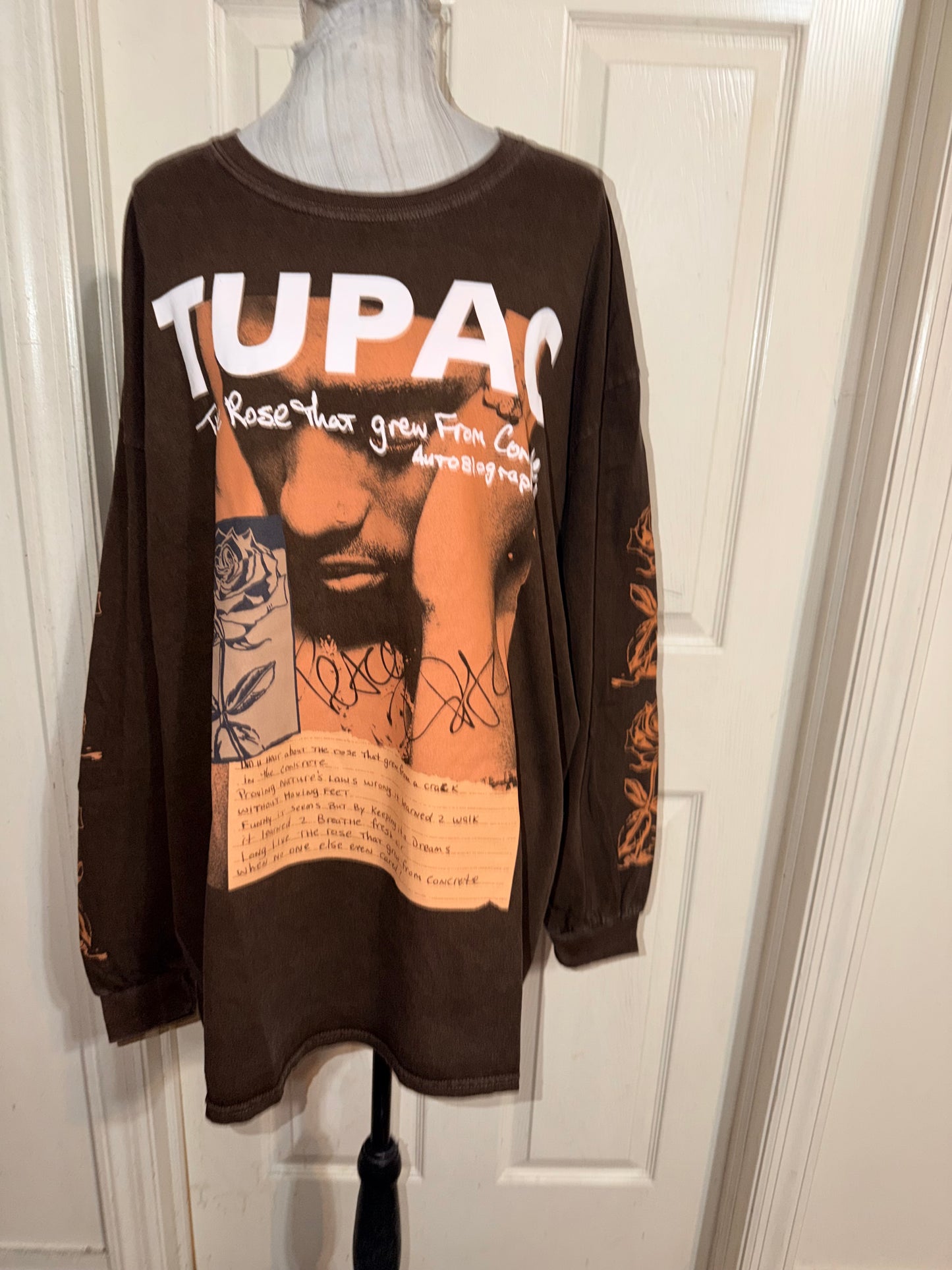Tupac Oversized Distressed Long Sleeve Tee