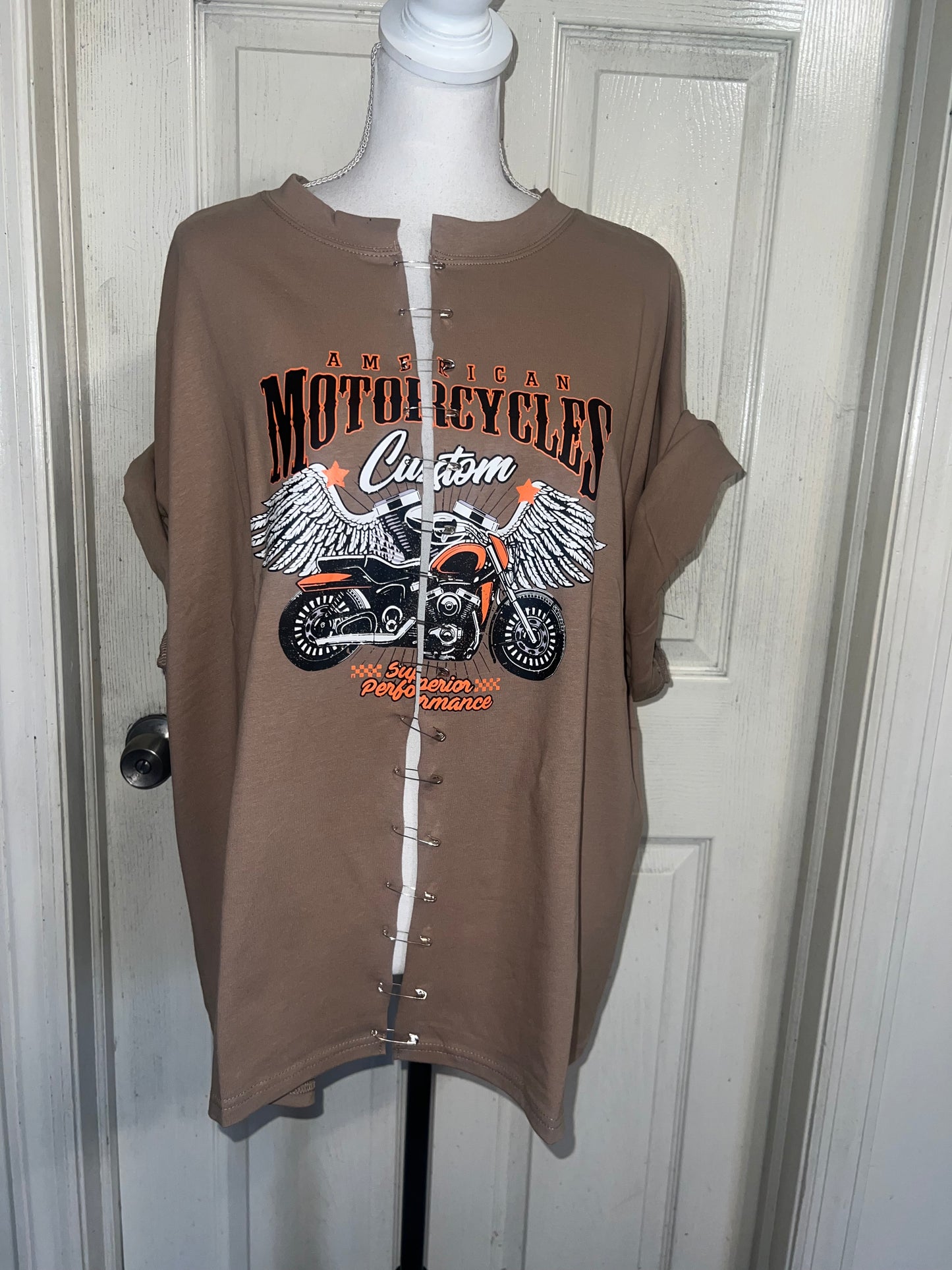 Motorcycle Split Distressed Oversized Tee