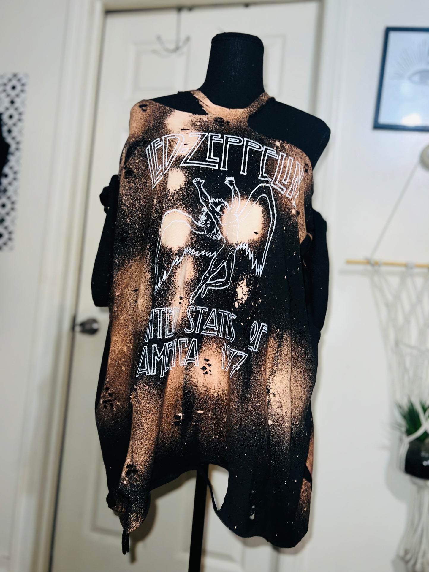 Led Zeppelin Bleached Oversized Distresed Tee