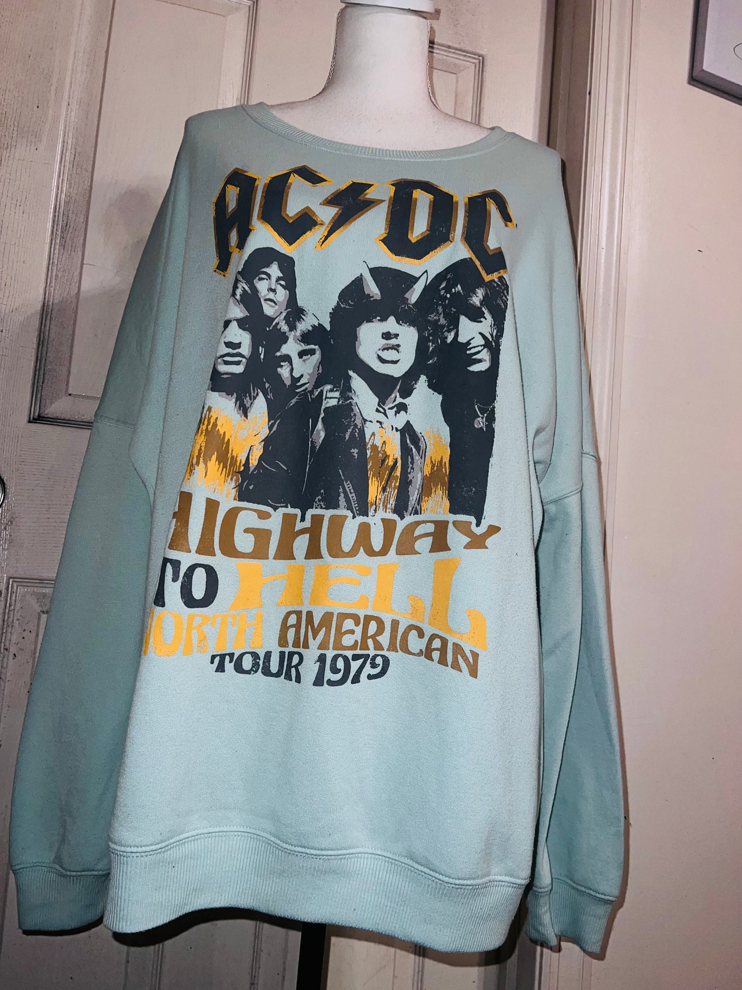 AC/DC Oversized Distressed Sweatshirt