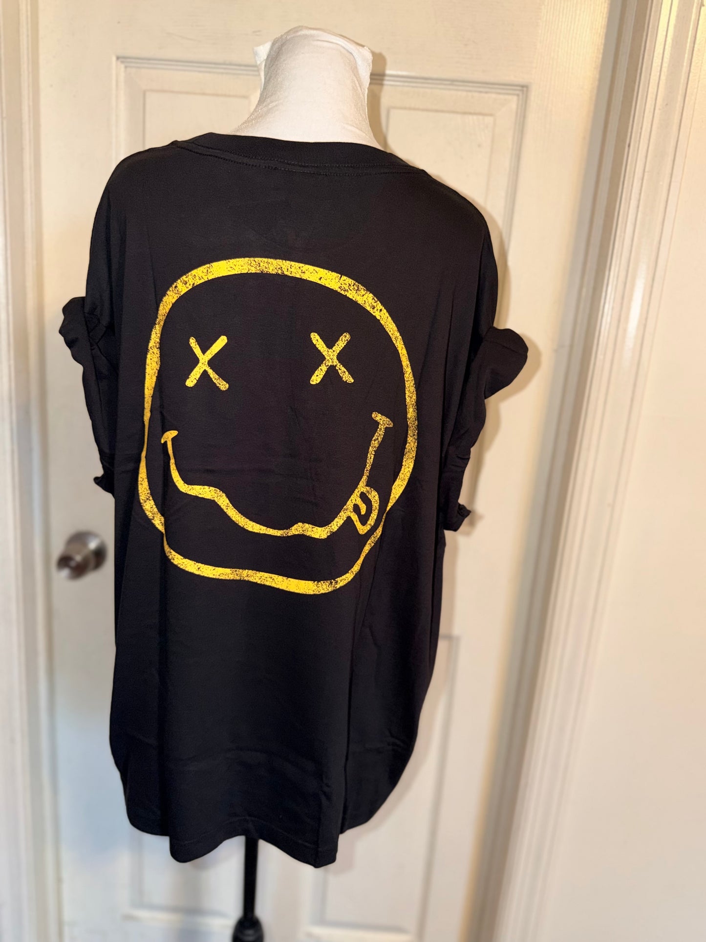 Nirvana Double Sided Oversized Distressed Tee