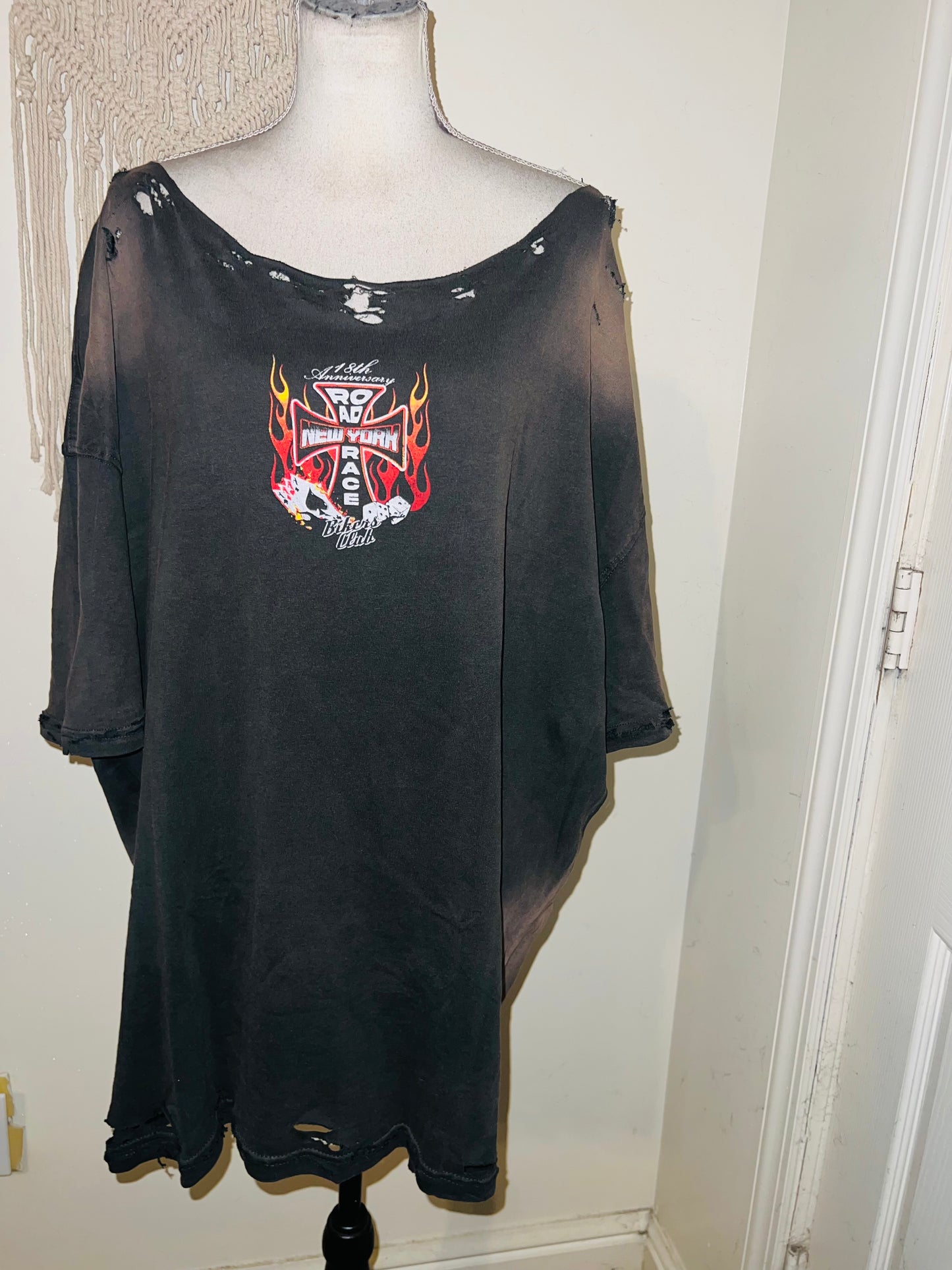 Bikers Club Road Race 18th Anniversary Oversized Distressed Tee