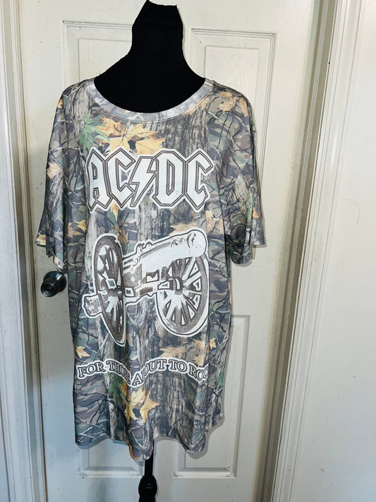 AC/DC Camo Oversized Distressed Tee