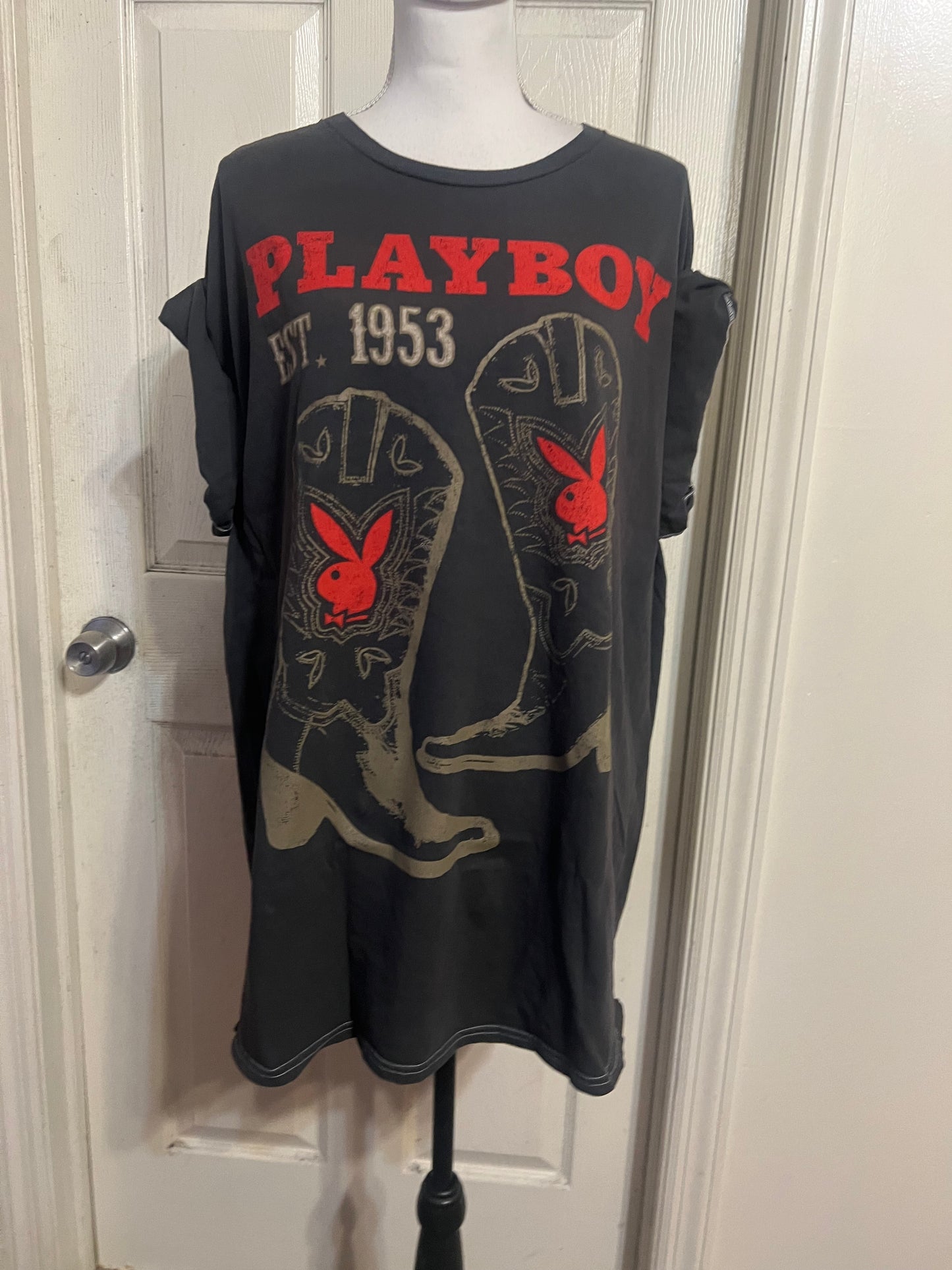 Playboy Cowboy Oversized Distressed Tee