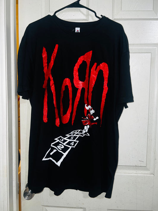 Korn Oversized Distressed Tee (Shimmery)