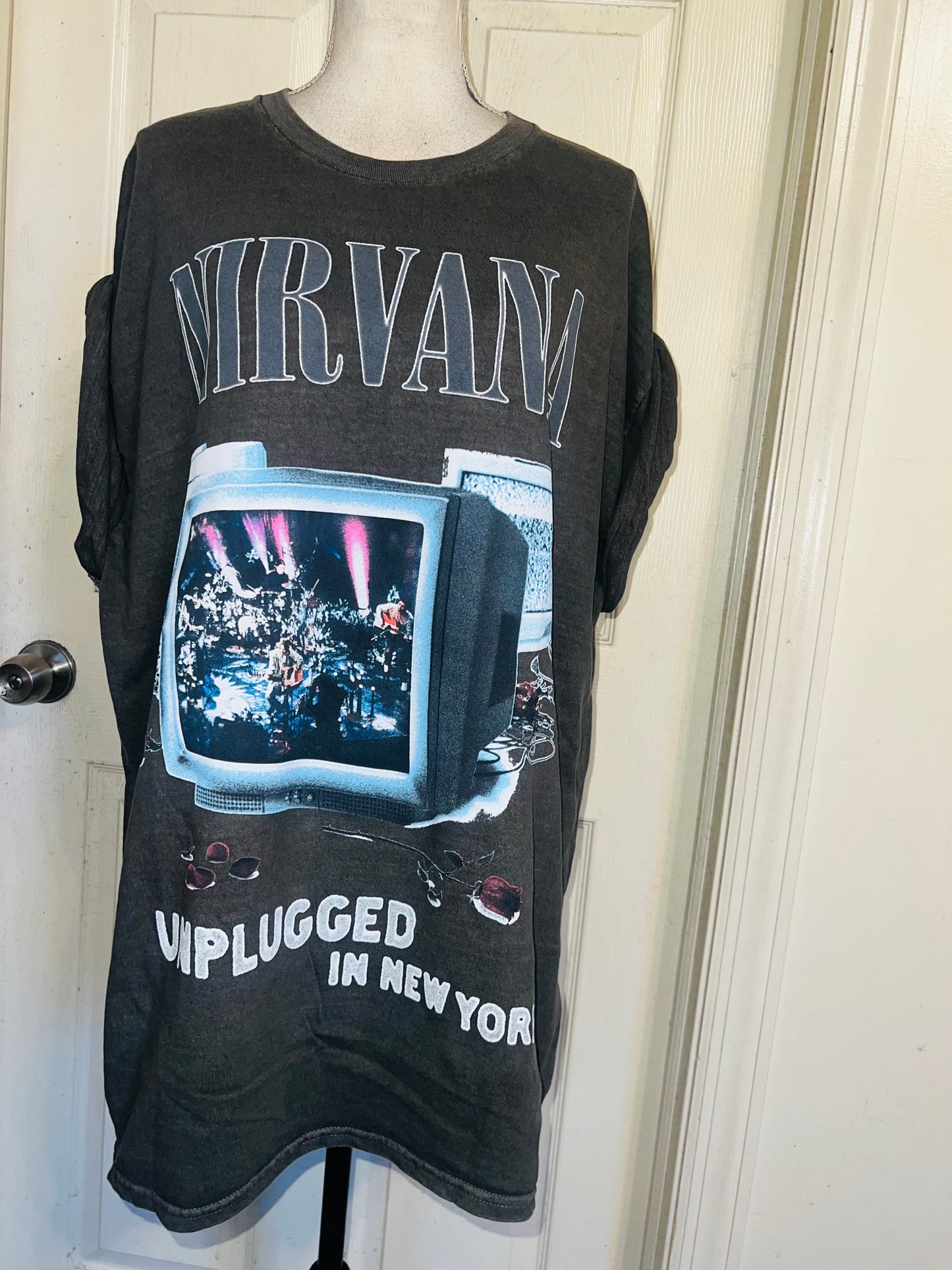 Nirvana Double Sided Oversized Distressed Tee