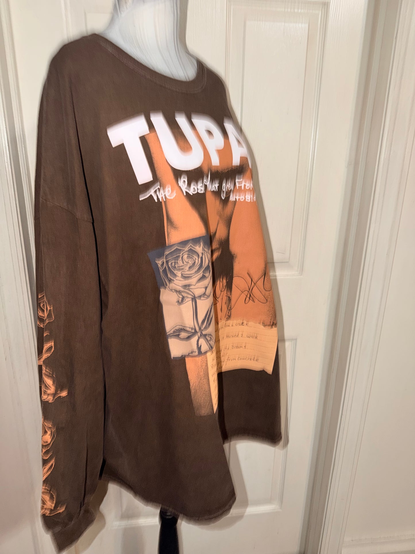 Tupac Oversized Distressed Long Sleeve Tee