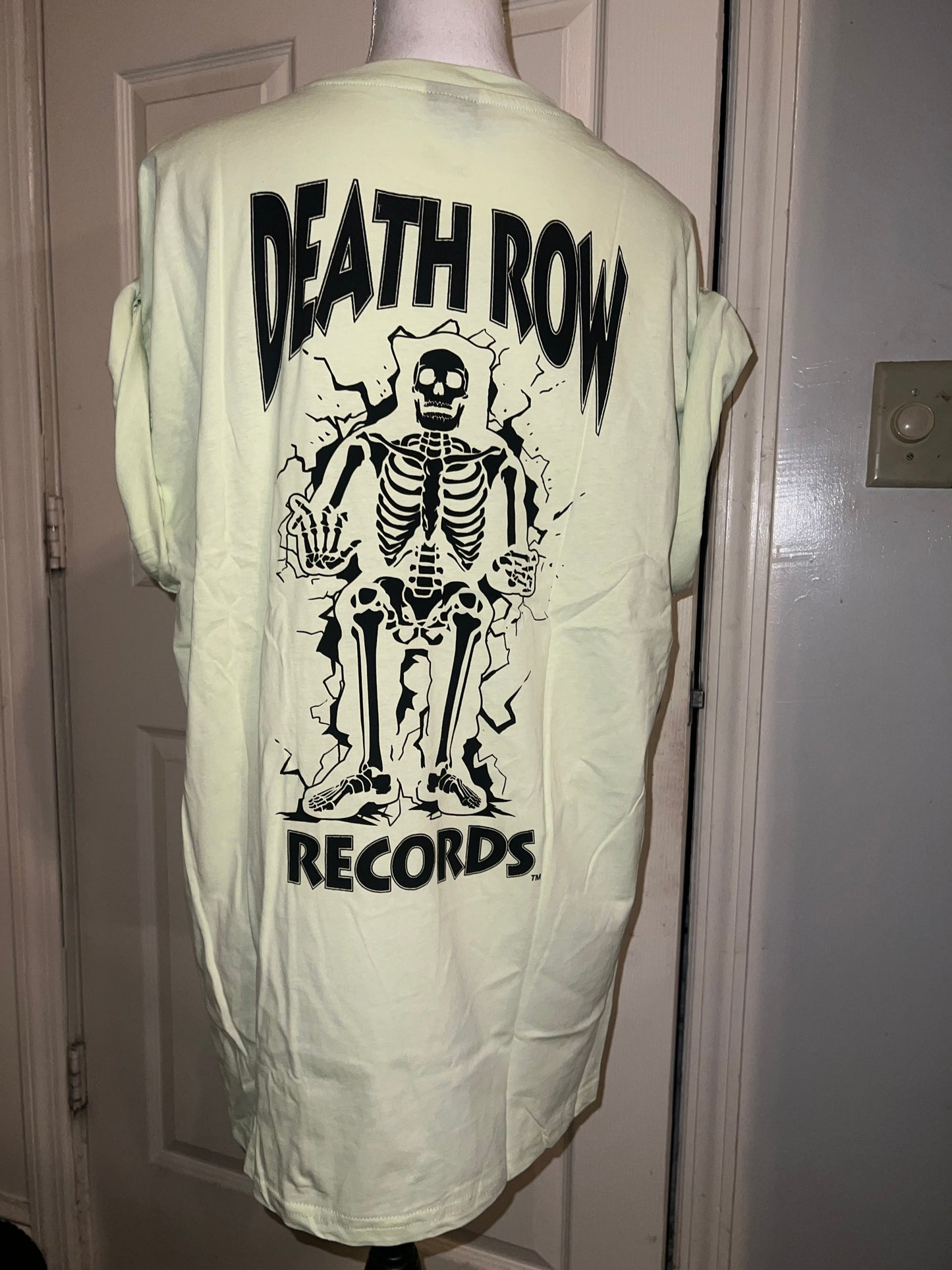 Death Row Records Double Sided Oversized Distressed Tee