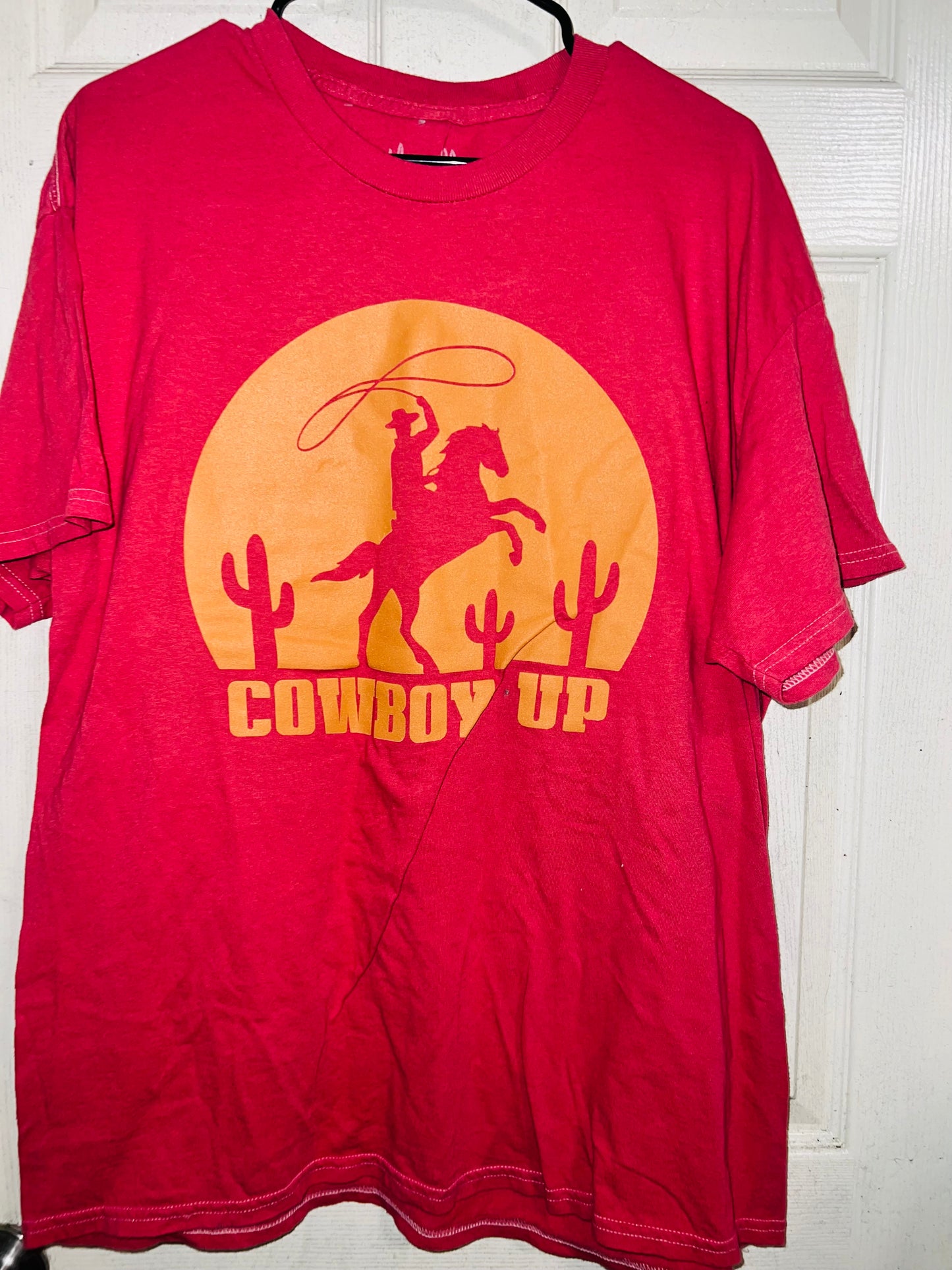 Cowboy Up Oversized Distressed Tee