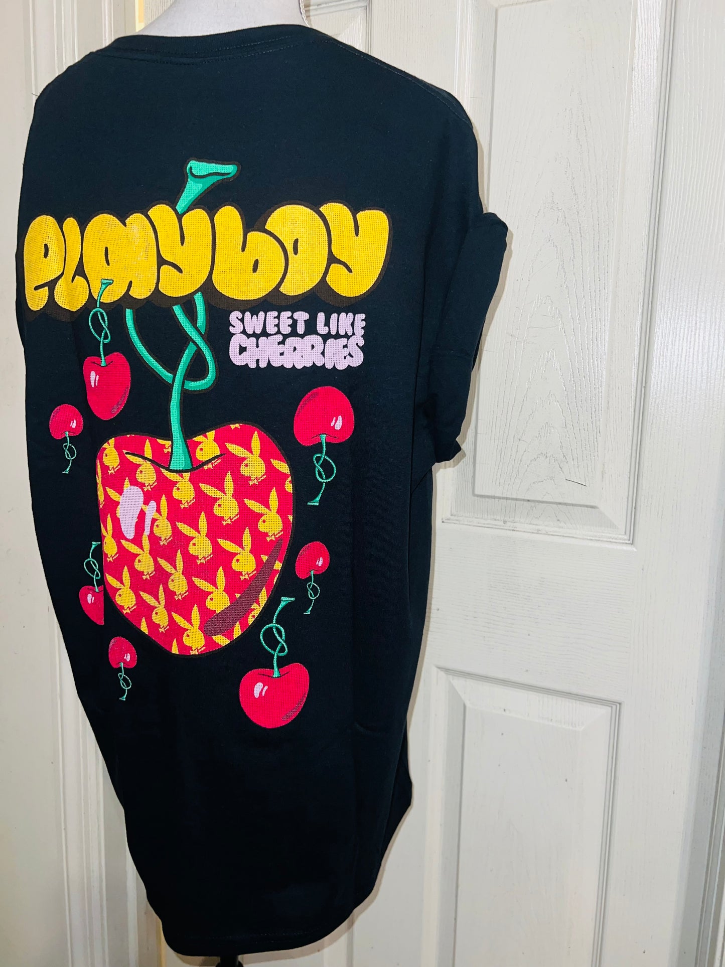 Playboy Cherry Double Sided Oversized Distressed Tee
