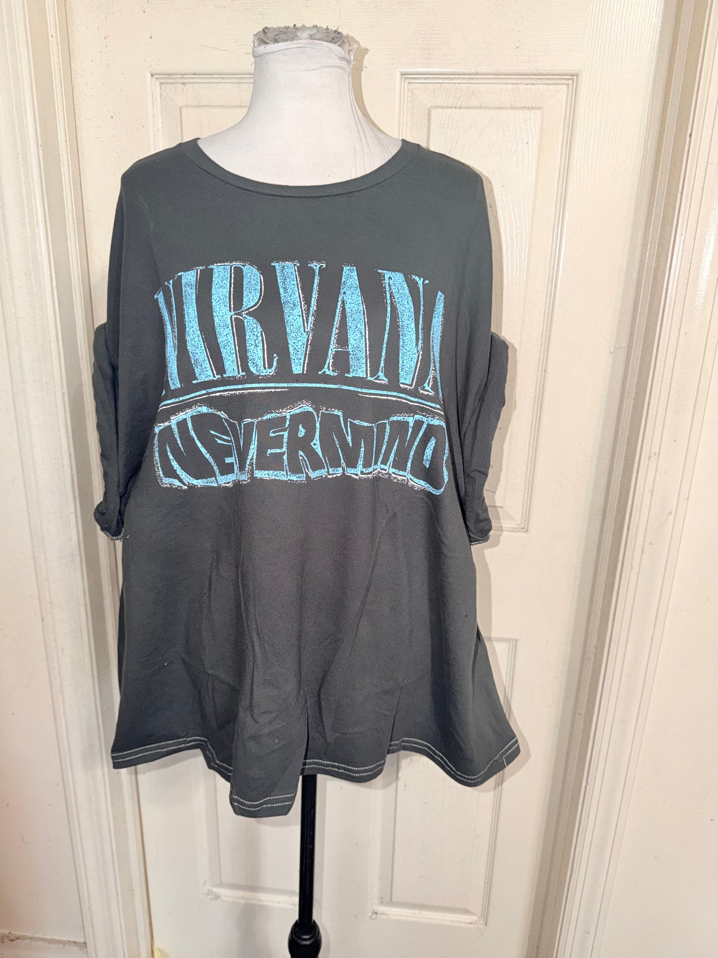 Nirvana Double Sided Oversized Distressed Tee