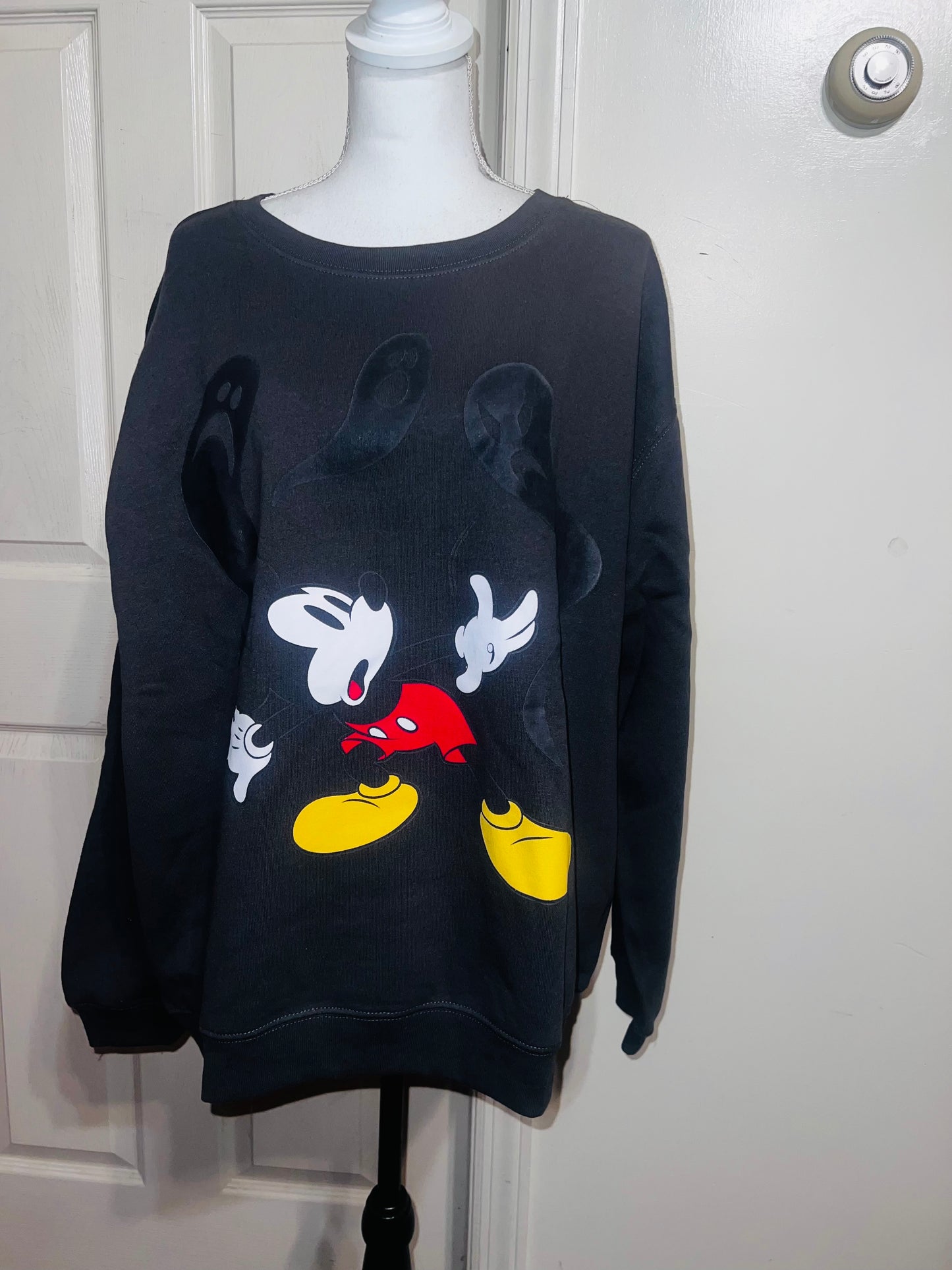 Mickey Mouse Halloween Oversized Distressed Sweatshirt