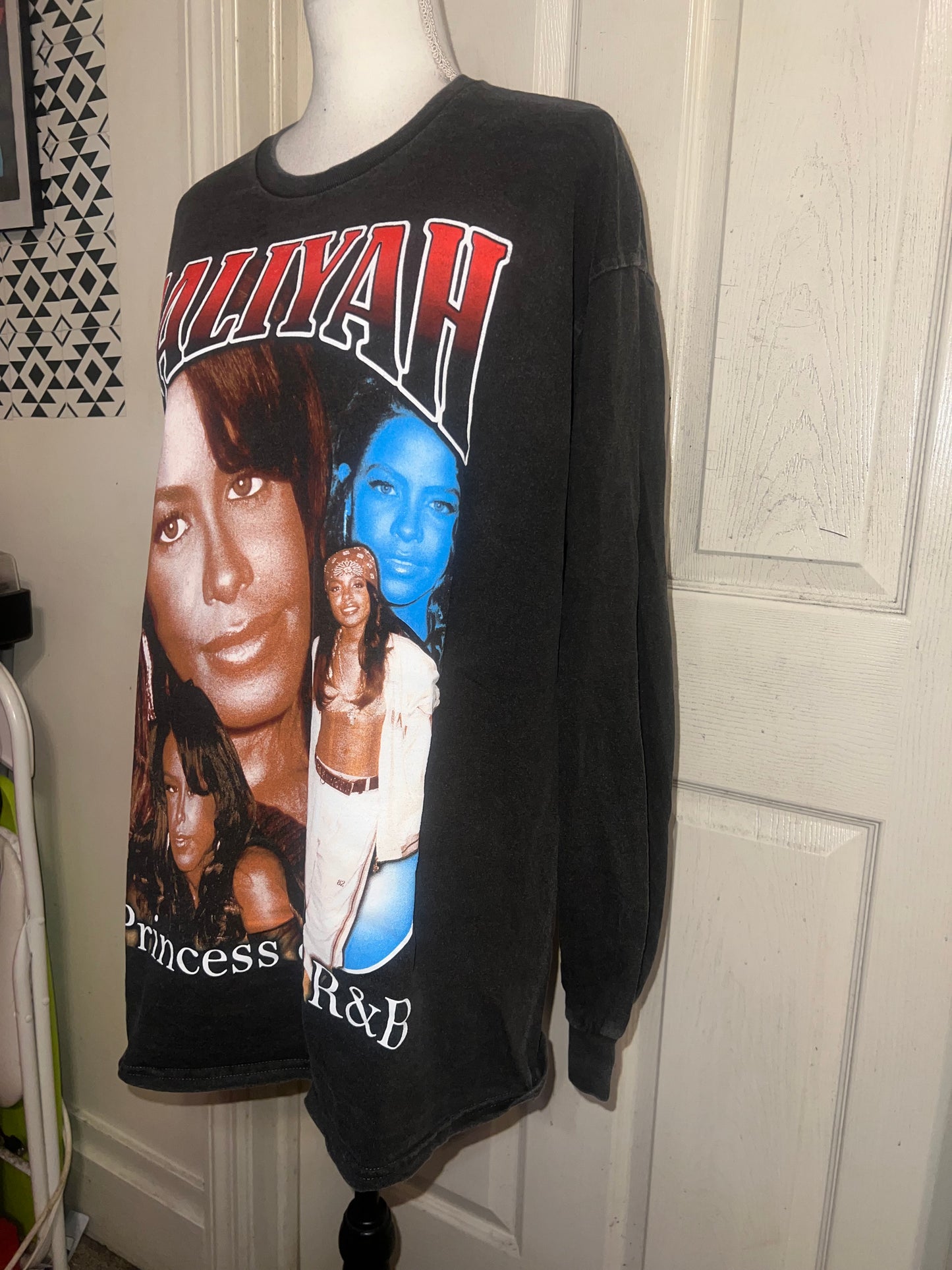 Aaliyah Oversized Distressed Long Sleeve Tee