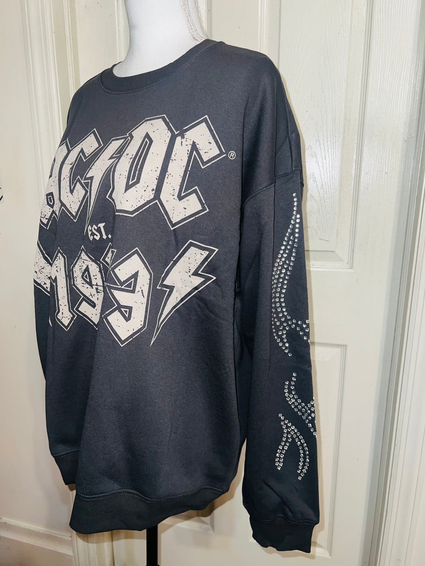 AC/DC Oversized Distressed Sweatshirt