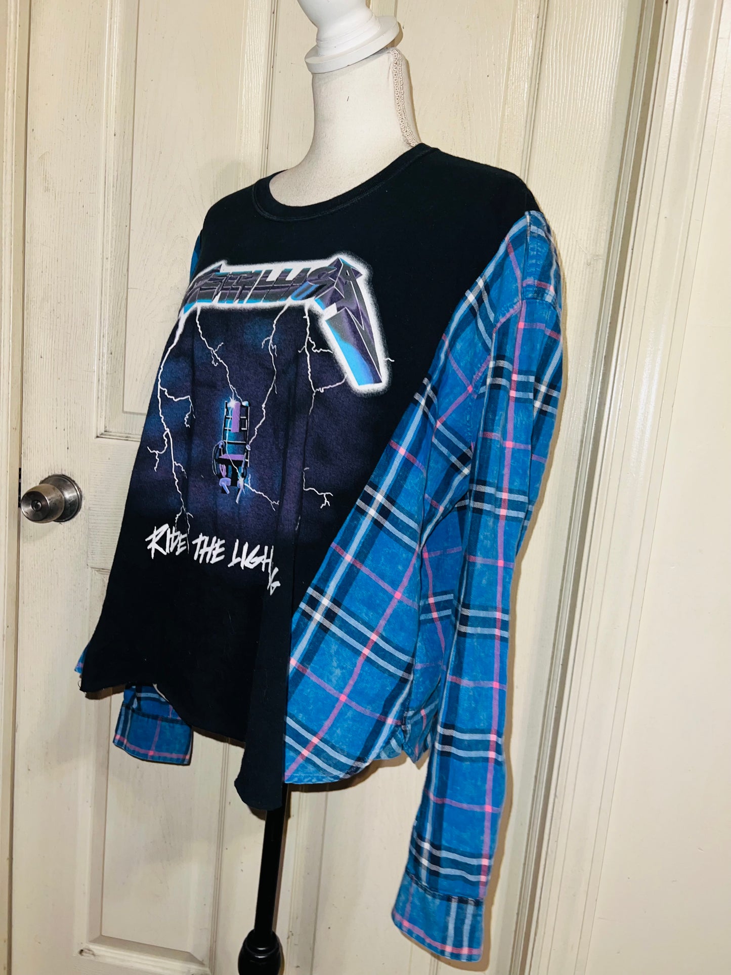 Metallica Oversized Distressed Flannel Long Sleeve Tee