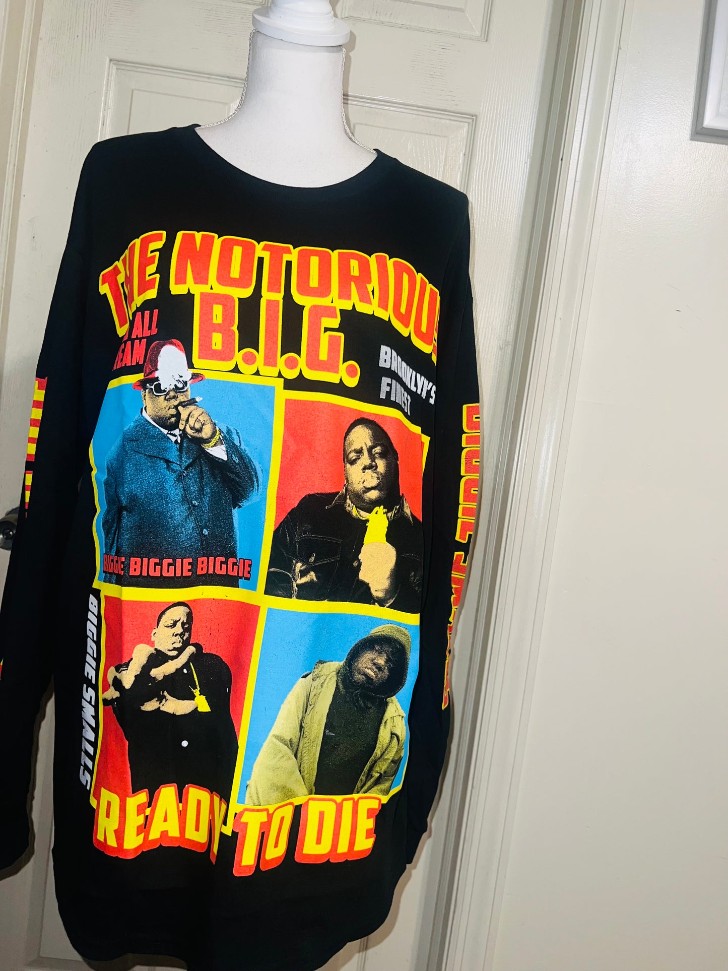 Notorious B.I.G. Oversized Distressed Long Sleeve Tee