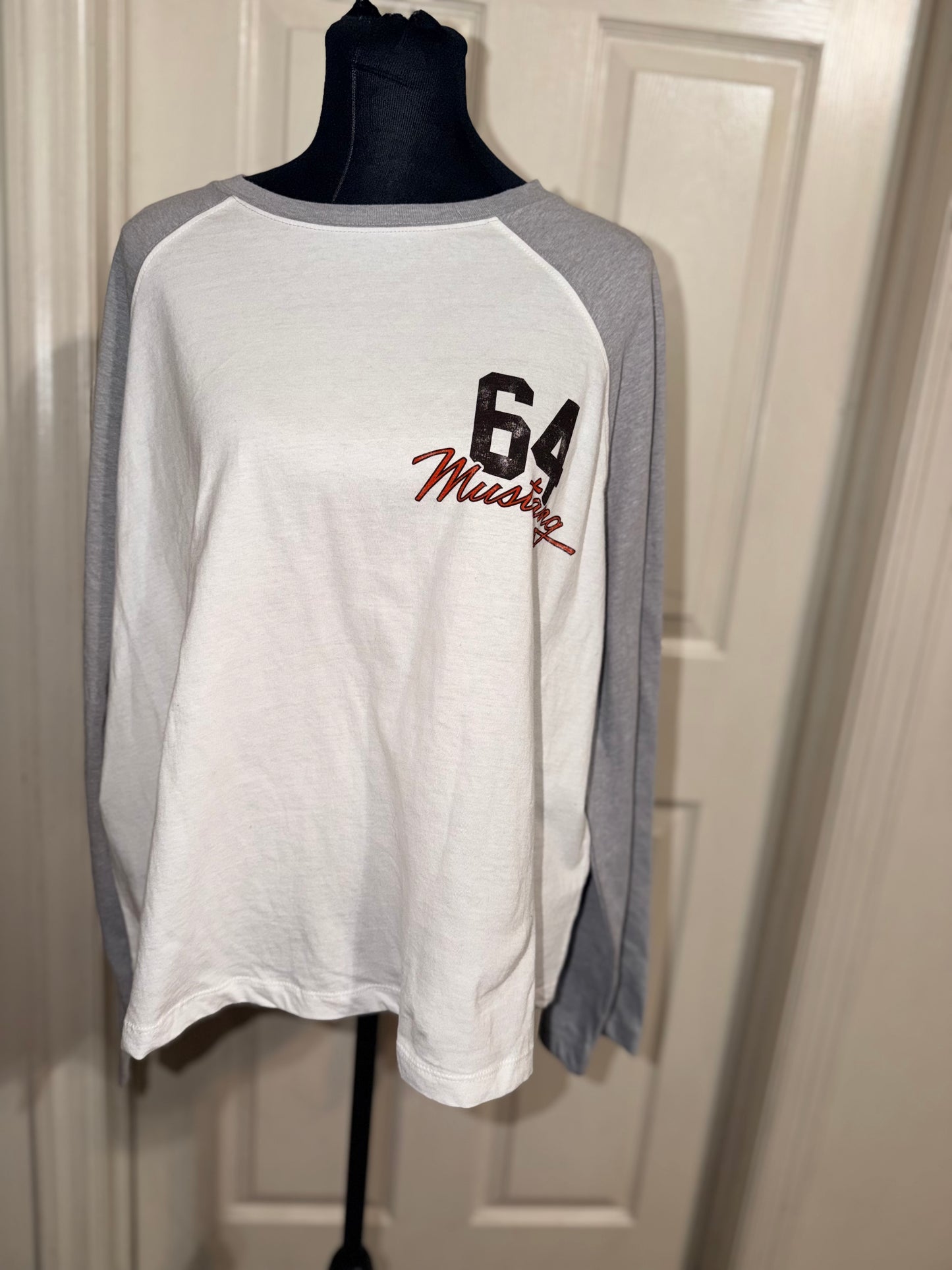 Ford Mustang Double Sided Oversized Distressed Long Sleeve Tee