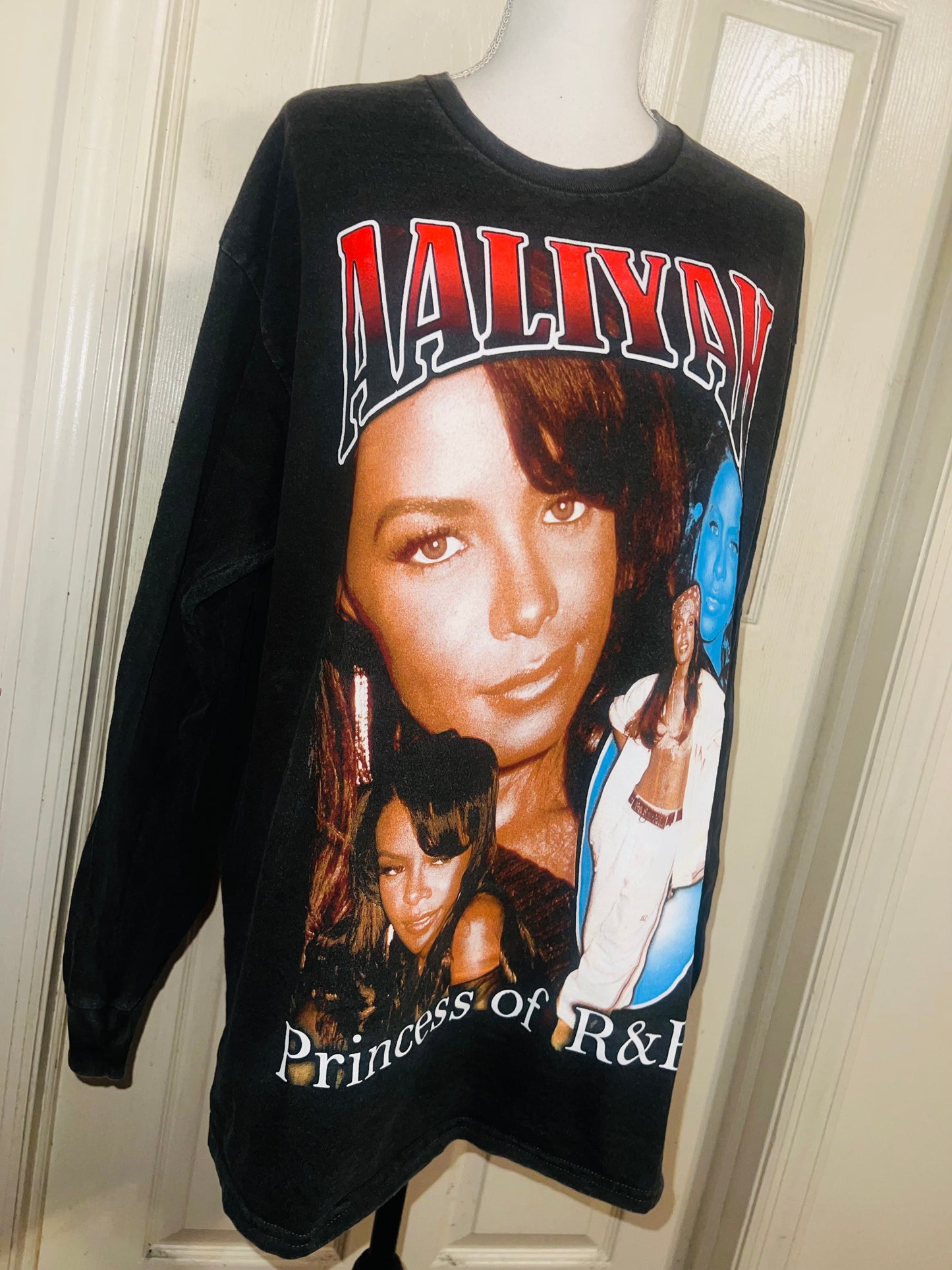 Aaliyah Oversized Distressed Long Sleeve Tee