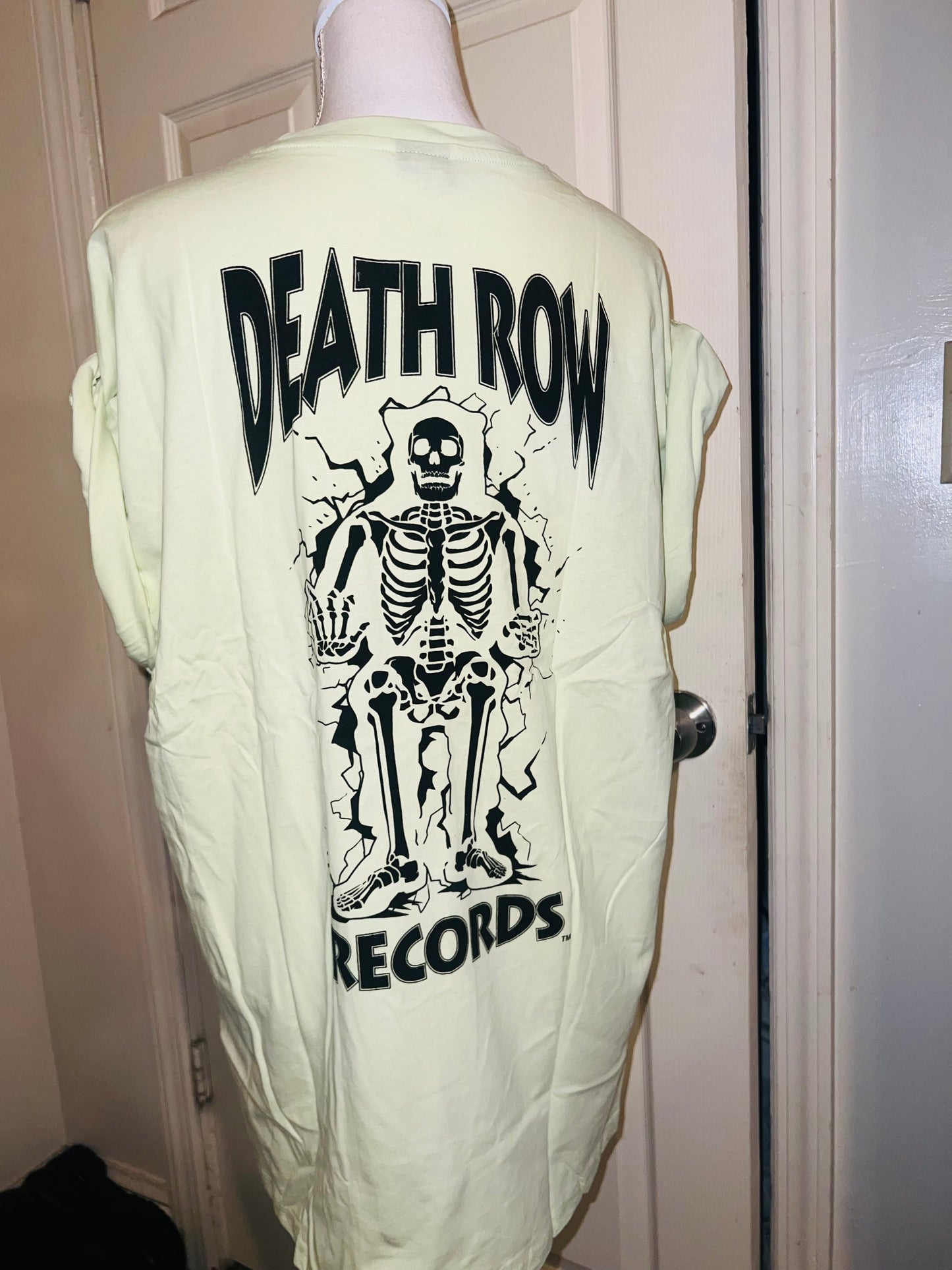 Death Row Records Double Sided Oversized Distressed Tee