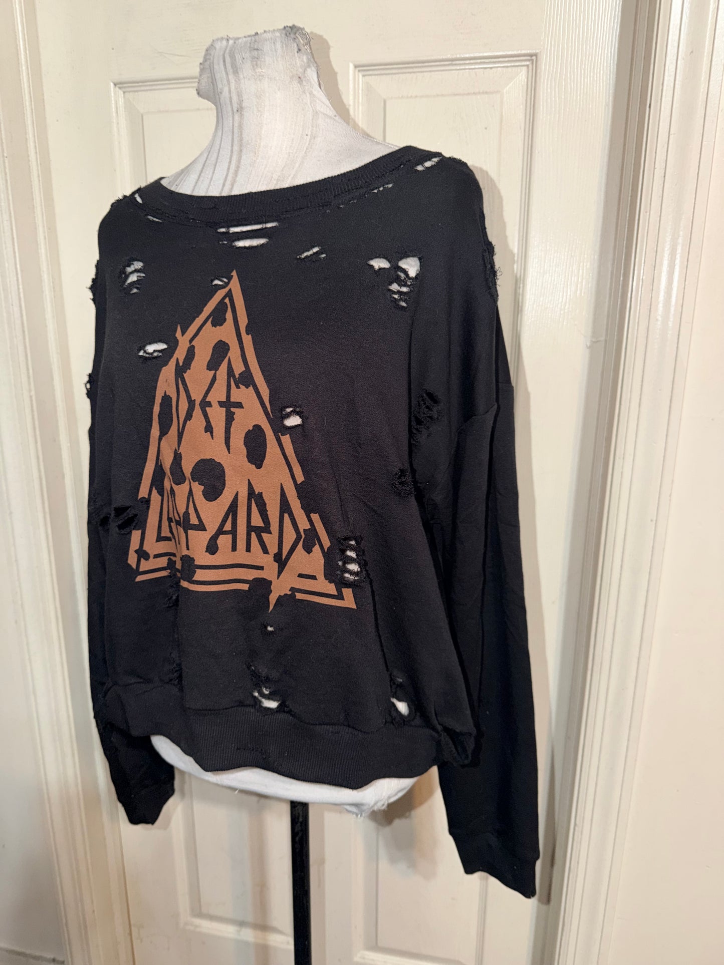 Def Leppard Oversized Distressed Sweatshirt