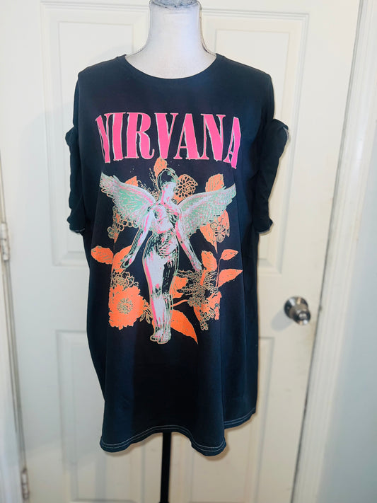 Nirvana Oversized Distressed Tee