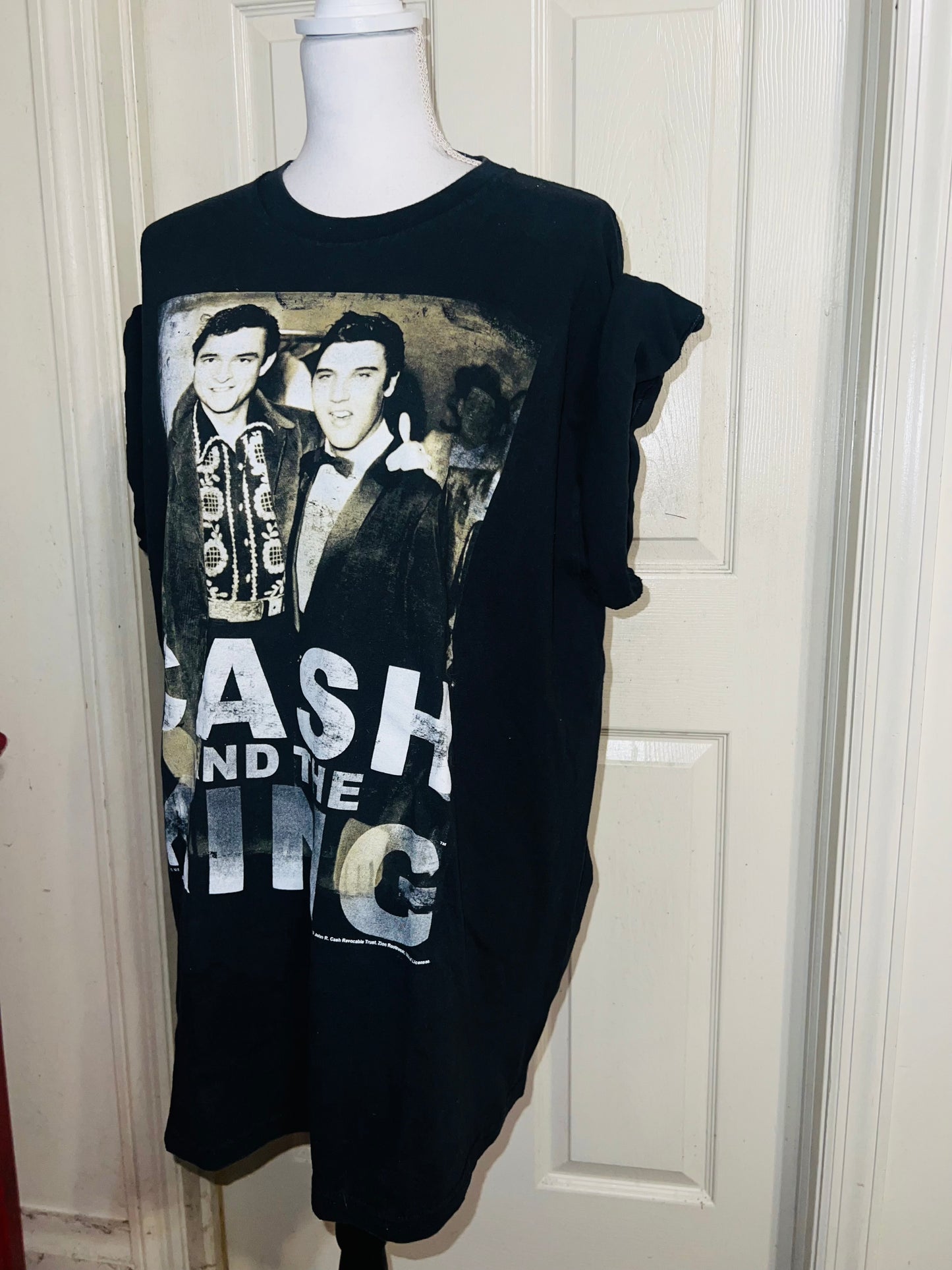 Johnny Cash and Elvis Oversized Distressed Tee