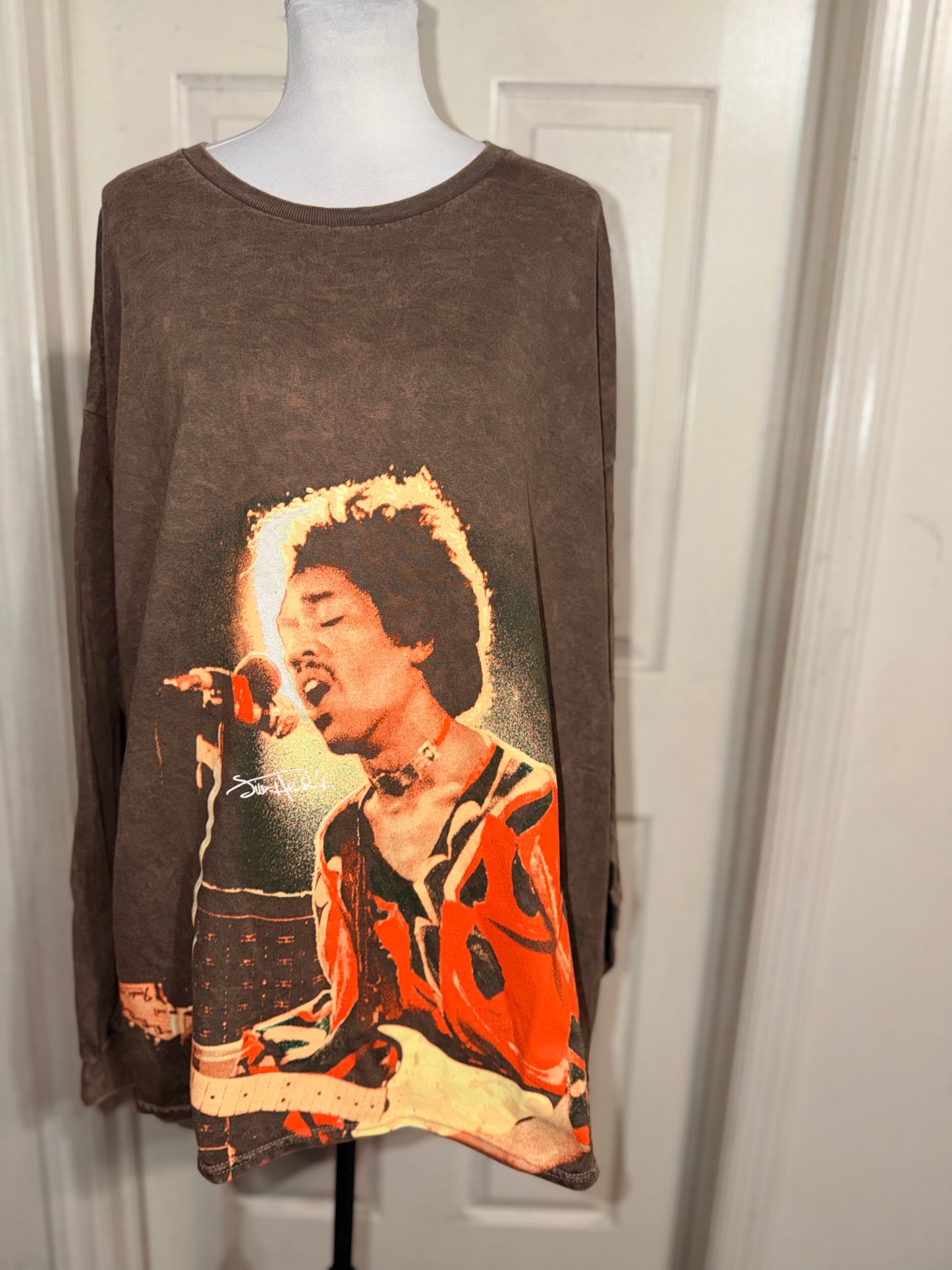 Jimi Hendrix Oversized Distressed Long Sleeve Tee