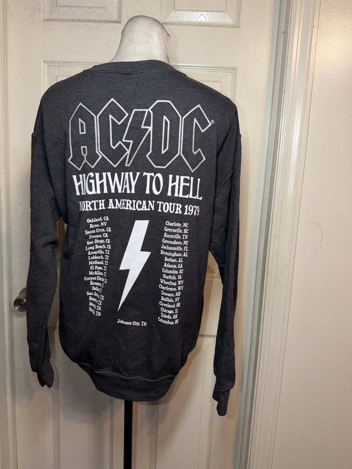 AC/DC Double Sided Oversized Distressed Sweatshirt