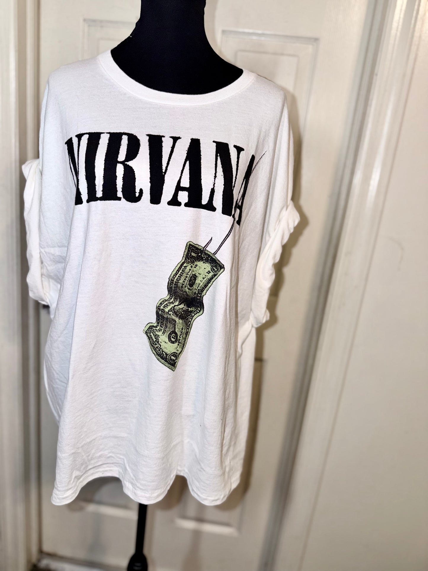 Nirvana Double Sided Oversized Distressed Tee