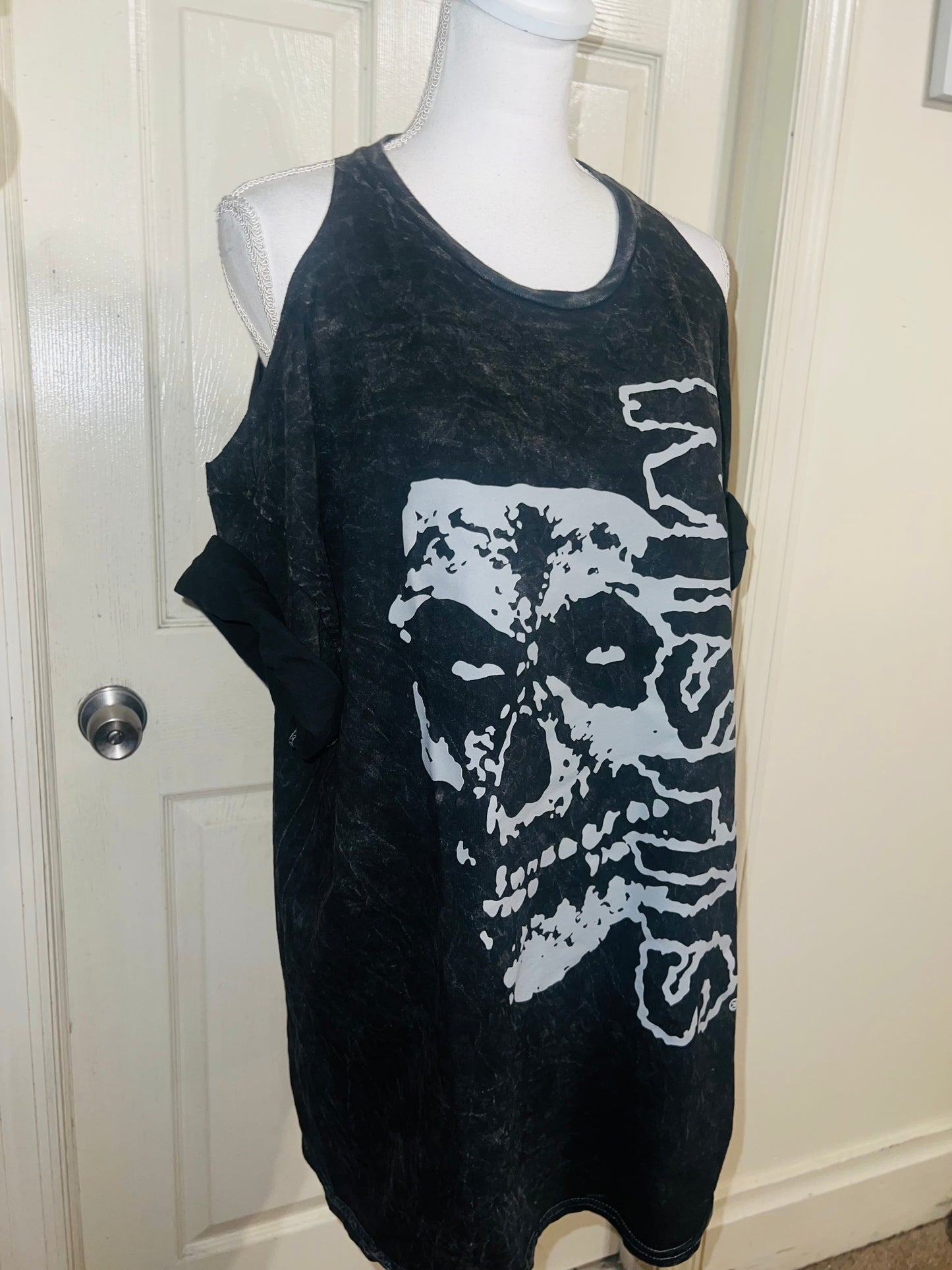 Misfits Shoulder Cut Out Oversized Distressed Tee