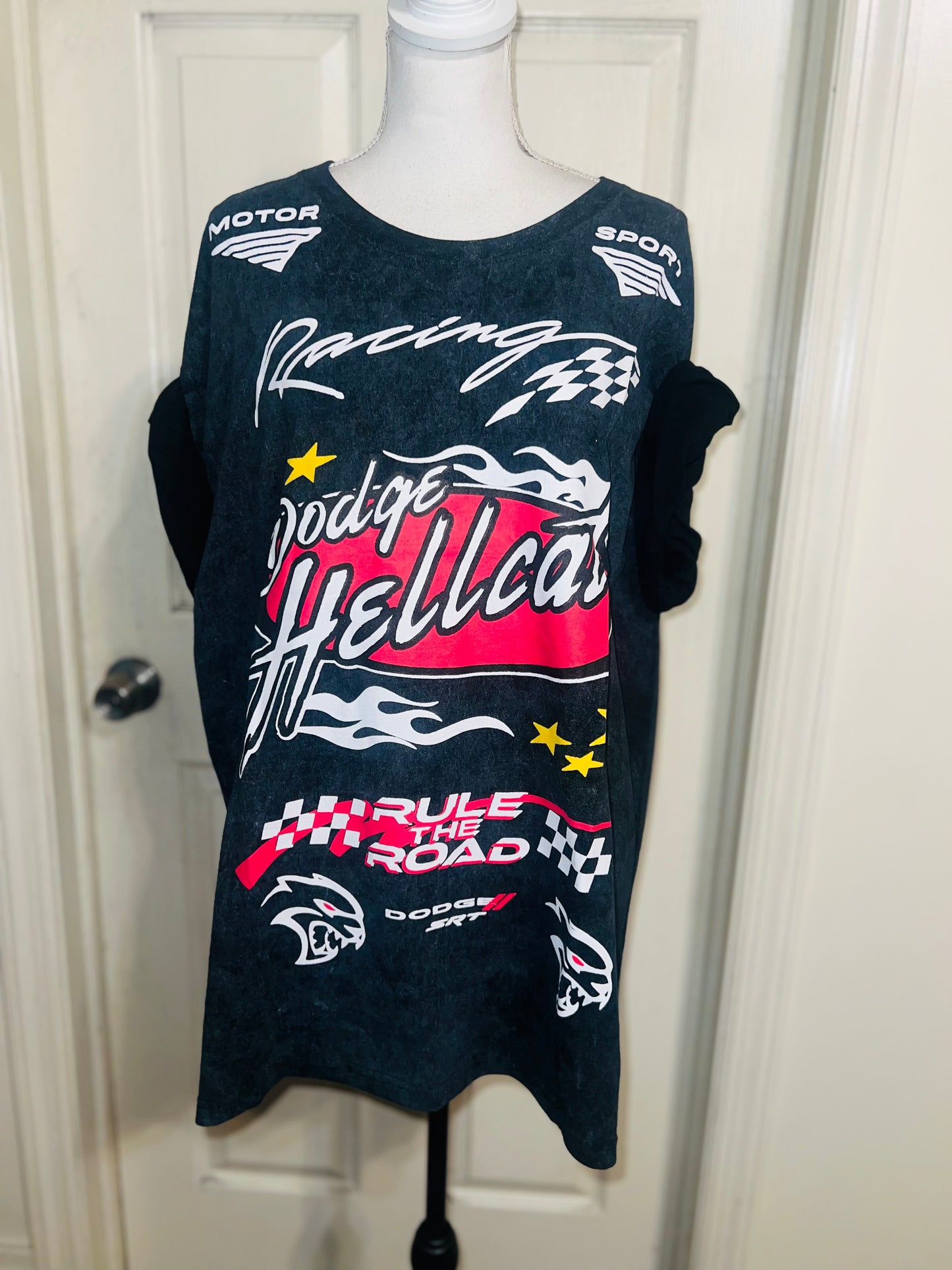 Dodge Hellcat Racing Oversized Distressed Tee  on