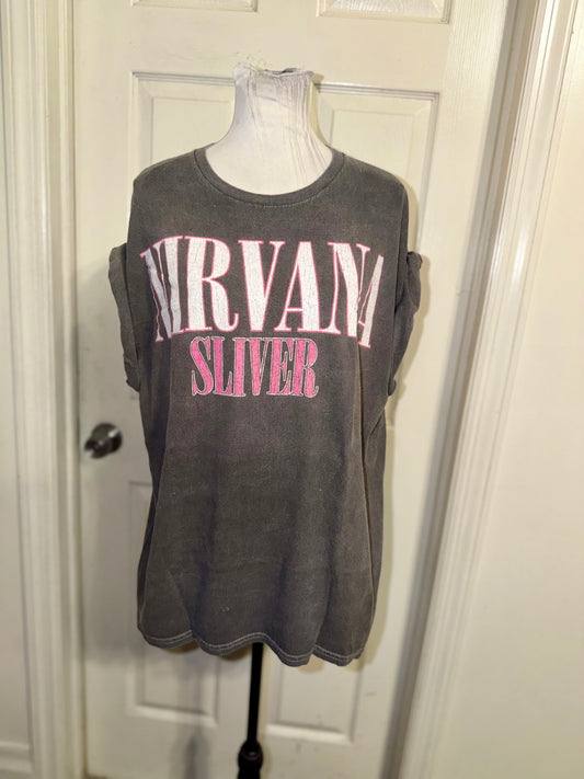 Nirvana Double Sided Oversized Distressed Tee