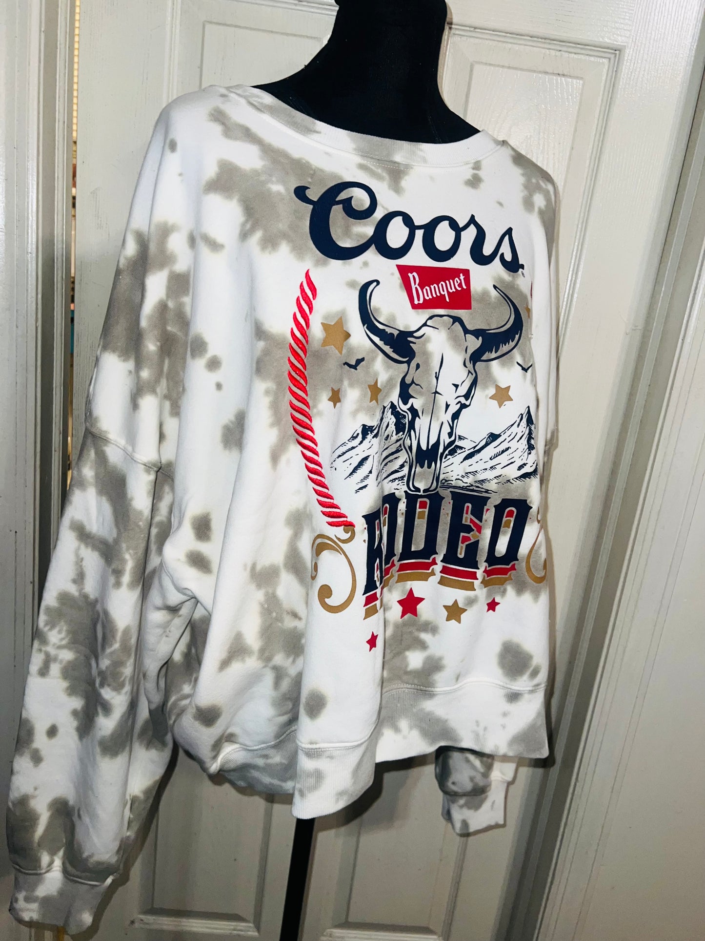 Coors Banquet Rodeo Oversized Distressed Sweatshirt