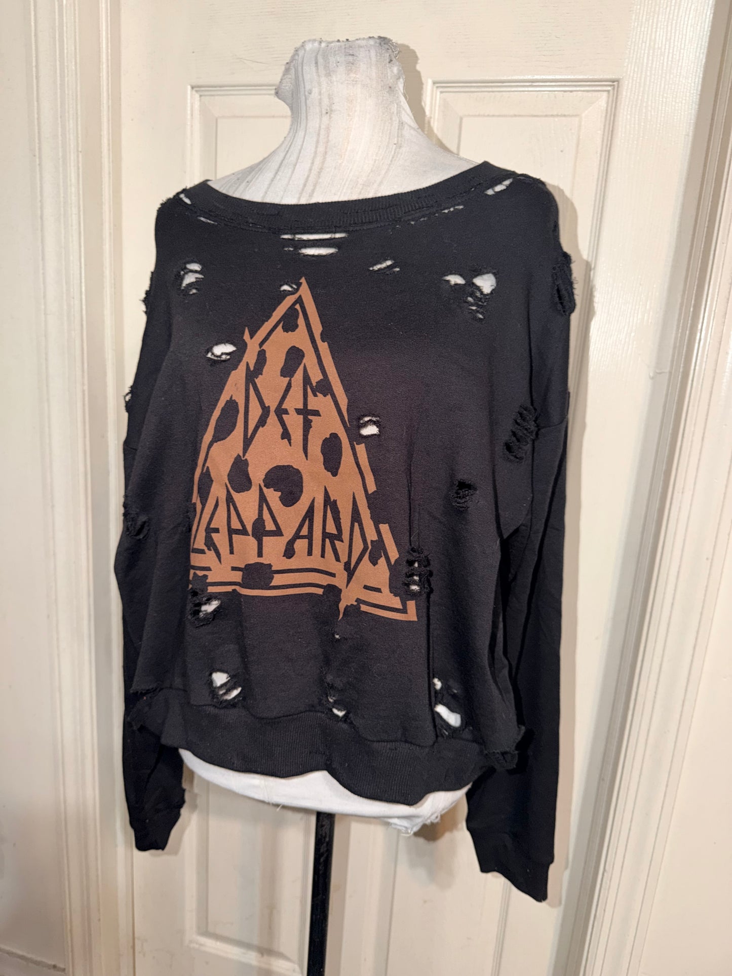 Def Leppard Oversized Distressed Sweatshirt