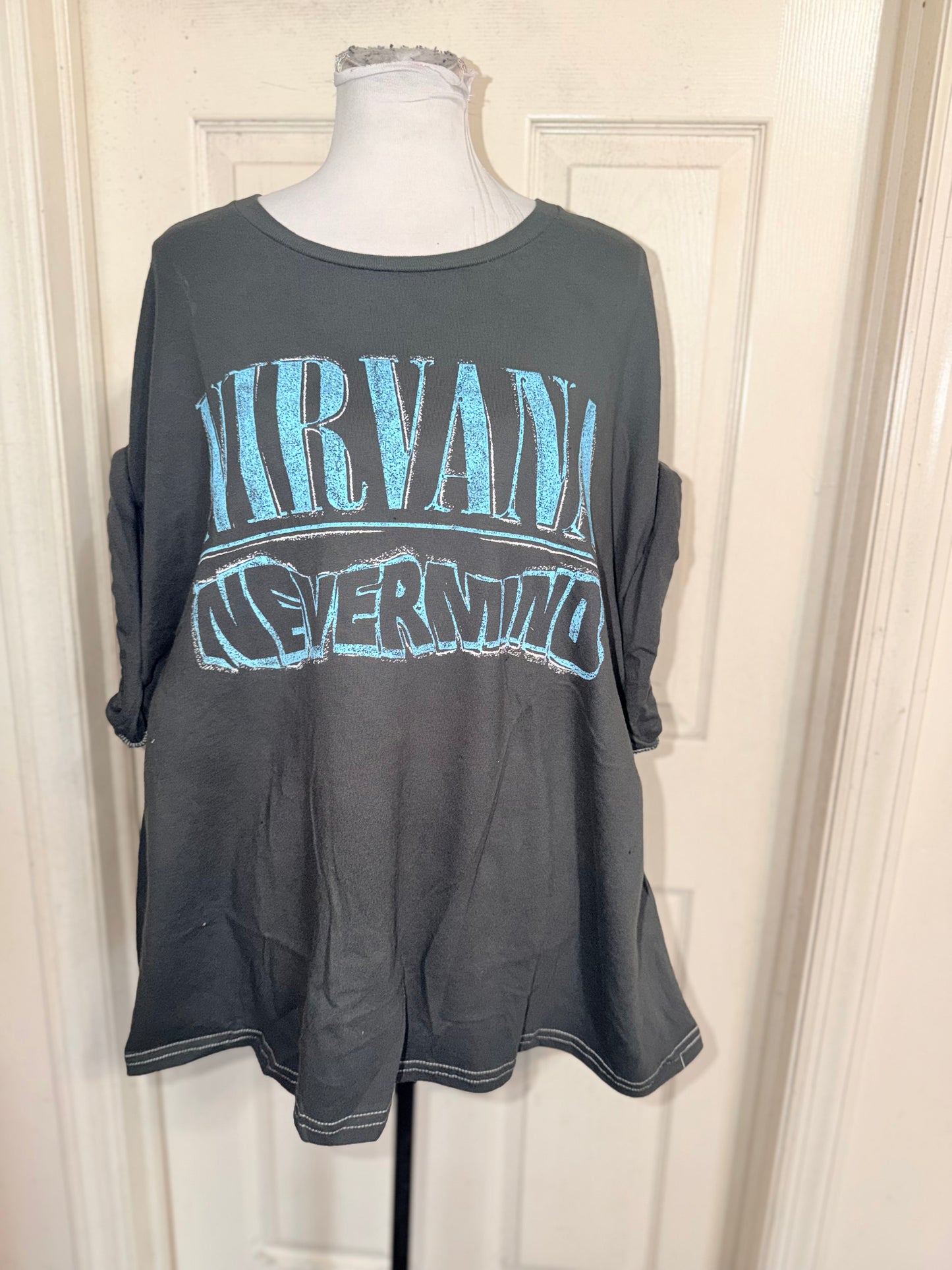 Nirvana Double Sided Oversized Distressed Tee