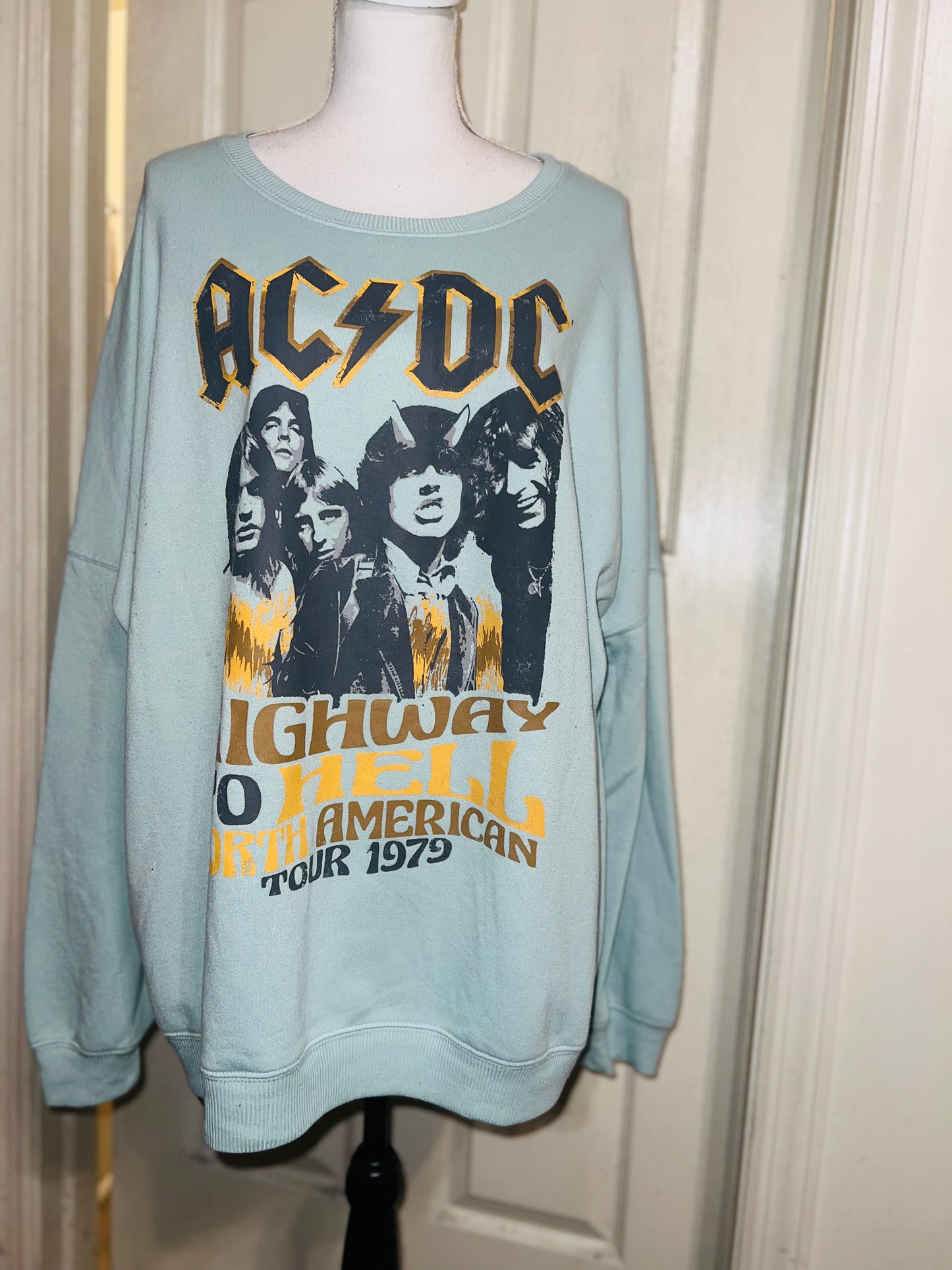 AC/DC Oversized Distressed Sweatshirt