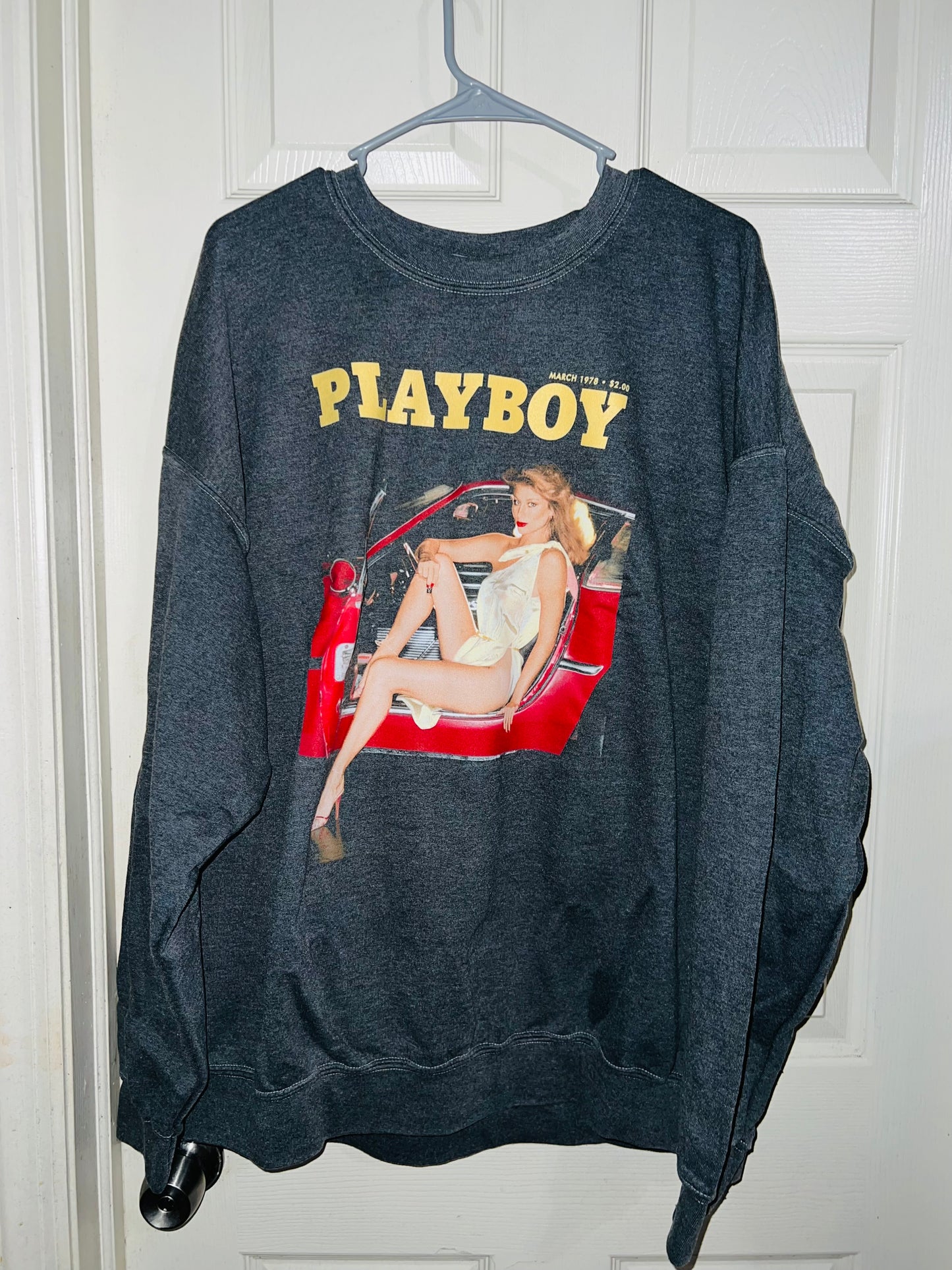 Playboy Magazine Oversized Distressed Sweatshirt